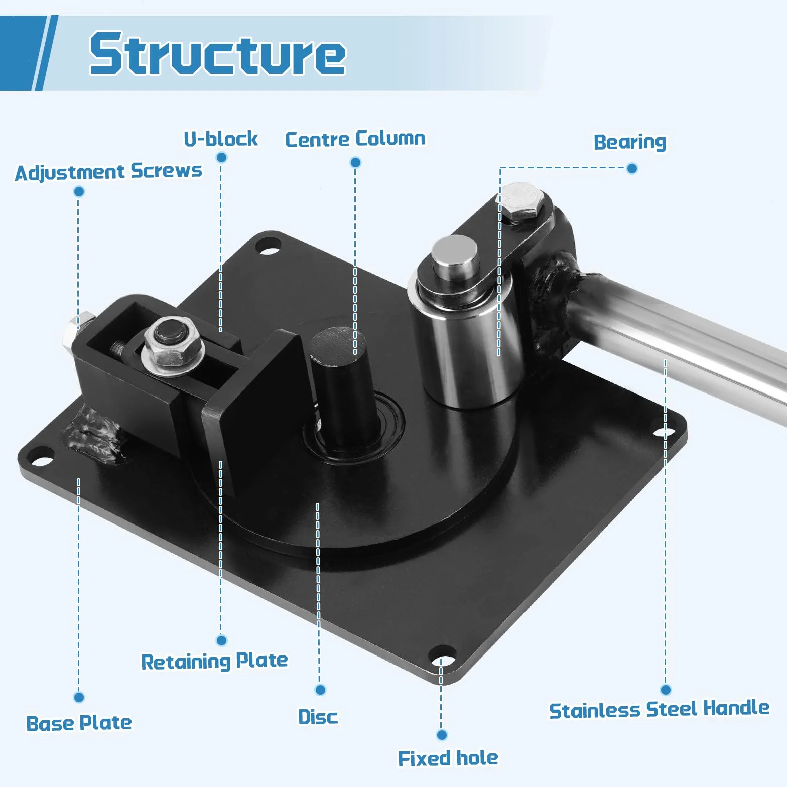 MXBAOHENG Dobladora Manual de Barra de Acero de 1-16 mm Doble Partición Dobladora Hierro Herramientas de Barra de Refuerzo de Mano de Metal para refuerzo de acero redondo, hierro plano y otros metales