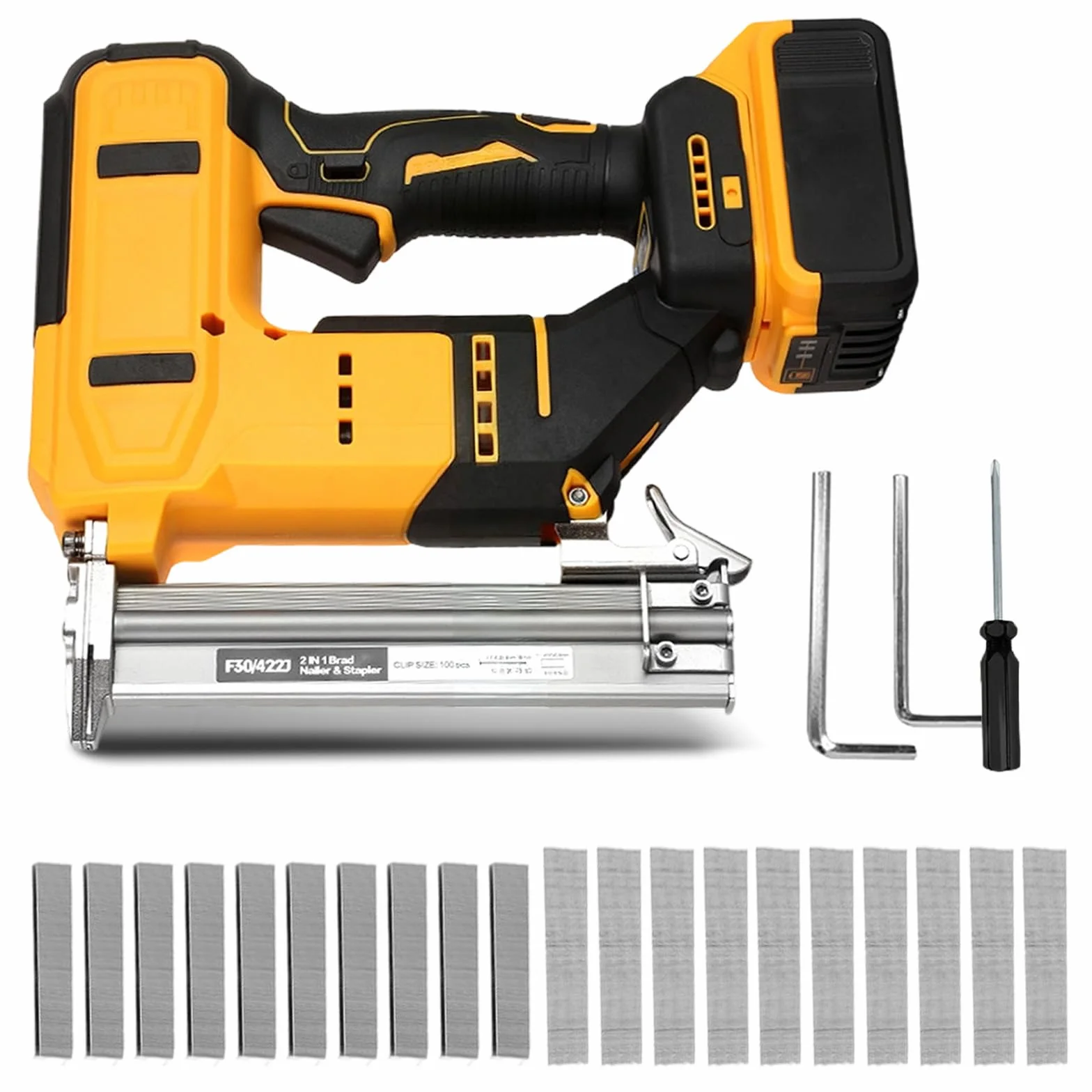 Pistola De Clavos Inalámbrica Para Batería Dewalt, Grapadora Clavadora 2 En 1, Grapadora Eléctrica De 18 GA Con 2000 Clavos/Grapas, Pistola De Grapas De Clavos 2 Modos Para Carpintería