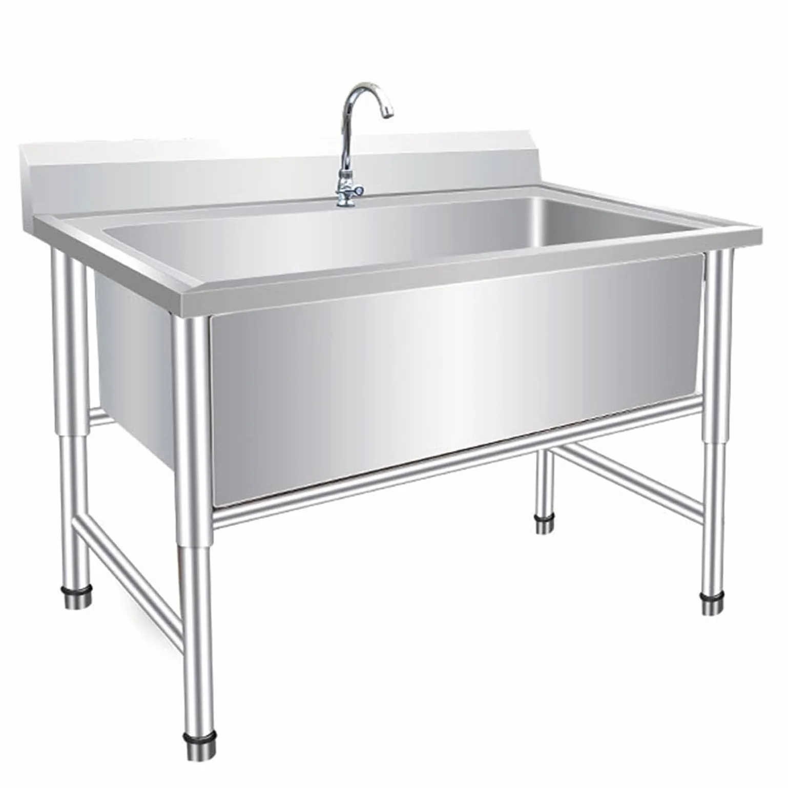 Servicio de Acero Inoxidable Juego de Fregadero de Cocina Comercial de un Solo tazón Independiente con Grifo for Restaurante, Taller de Garaje Lavandería Industrial (60x80x80cm/23.6x31.4x31.4in)