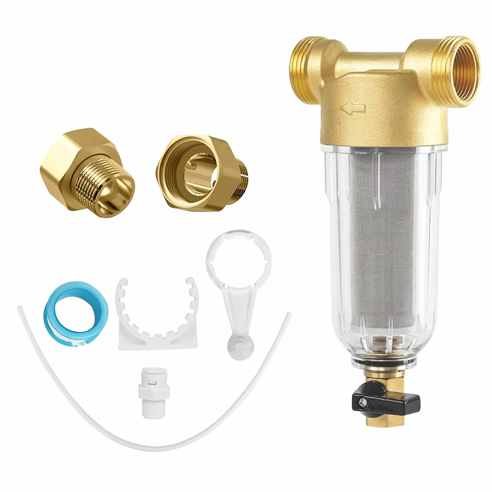 Filtro de agua con finura de filtro de 100μm, prefiltro de sedimentos filtro de sedimentos de 1 pulgada, filtro de tamiz lavable, filtros de repuesto reutilizables para manguera de agua de pozo