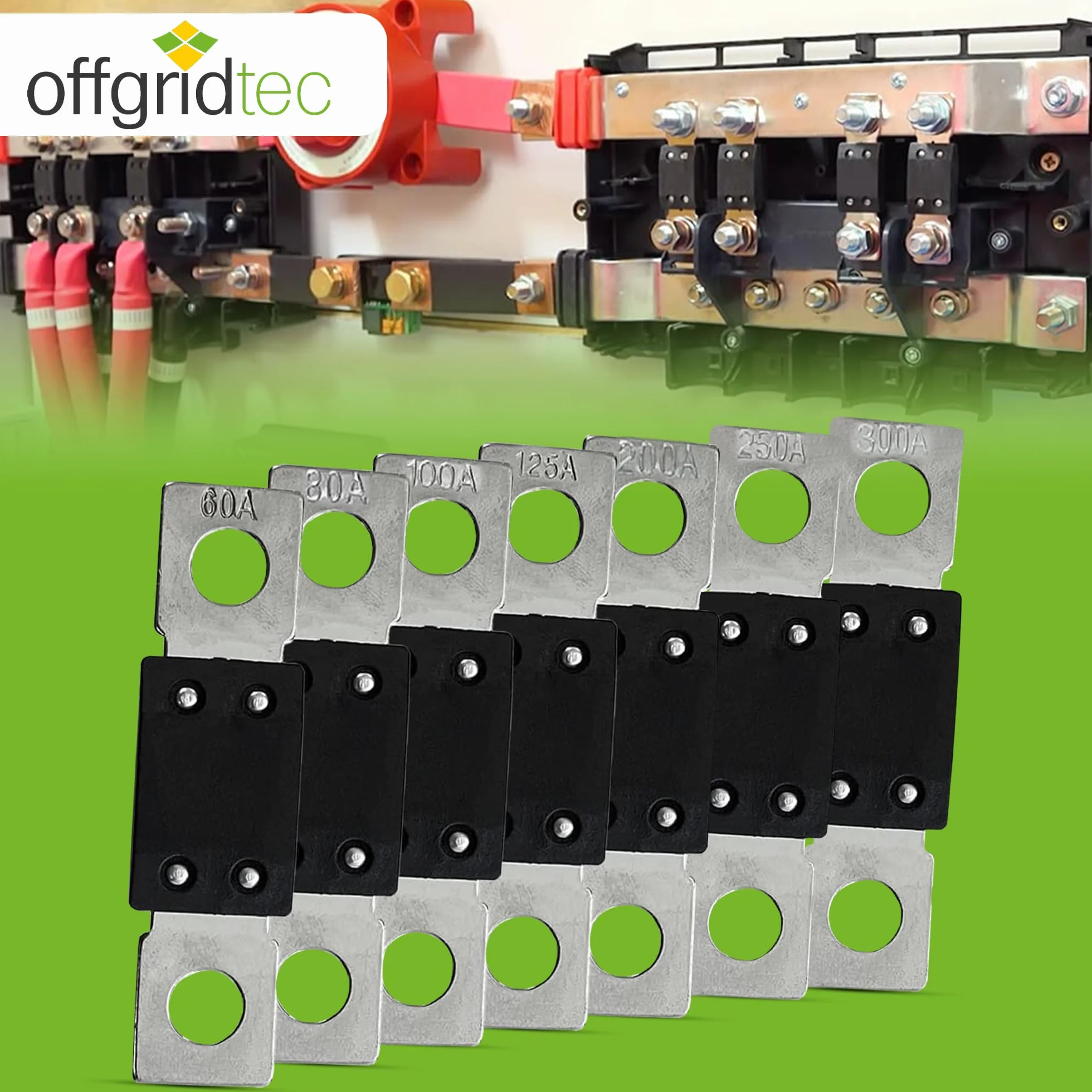 Offgridtec Juego de 5 fusibles Mega, 125 A, 70 V, para sistemas de 48 V