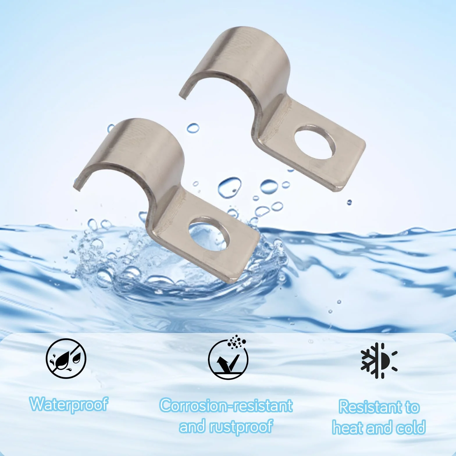 MINGBOLIN 75 Piezas Abrazadera de Tubo U,Abrazaderas Metalicas para Tubos Abrazadera de Fijación Abrazaderas para Tubos Fijacion de Tubo Solo Orificio Clips de Cable,para Tubos y Cables (8mm)