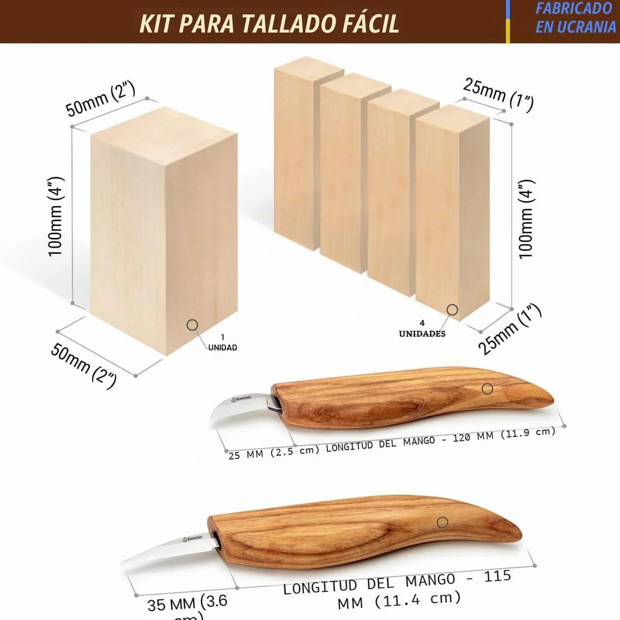 BeaverCraft S16 Juego de Tallado en Madera para Niños Principiantes Cuchillos Sloyd Detalle Bloques Tilo