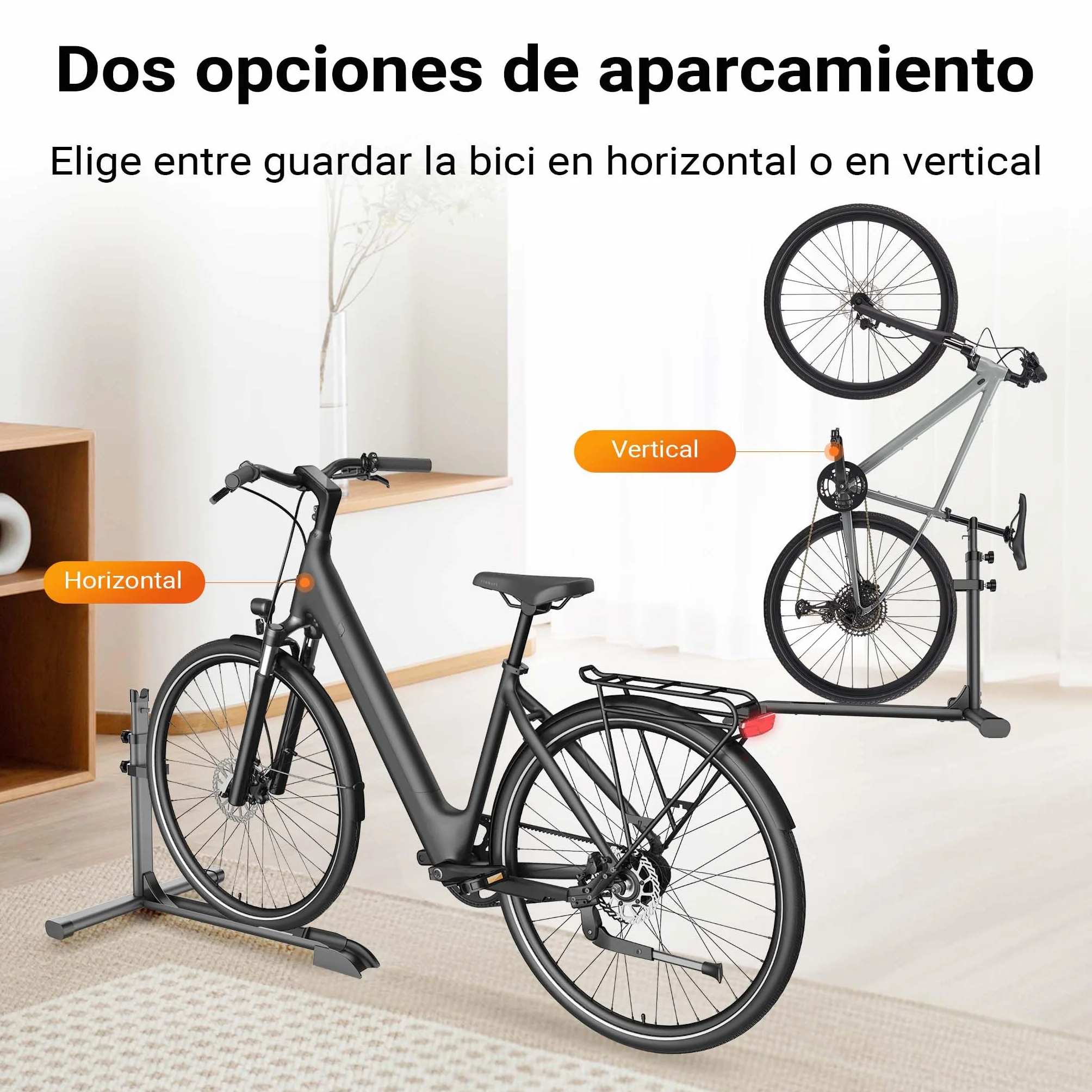 WilTec Soporte de Suelo para Bicicleta de Acero Negro Altura Independiente aparcabicicletas