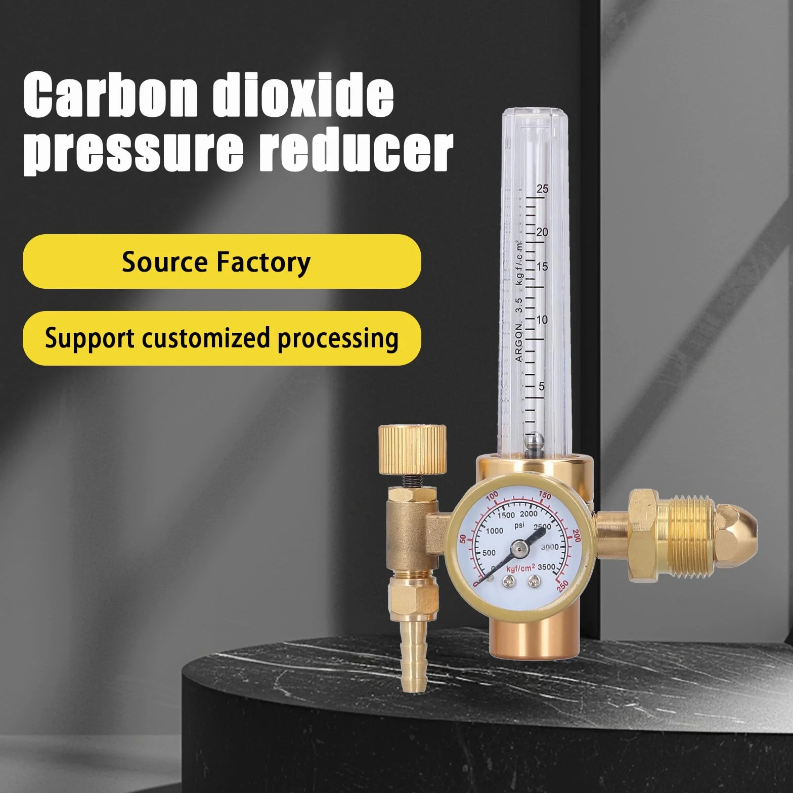 Regulador Gas Argón CO2, Reductor De PresióN Para Gas De Protección Argon/CO2 Con Medidor De Flujo, 0-3500 PSI, 0-25LPM, Cga580 Entrada, Regulador Para Gas De Soldadura MIG y TIG