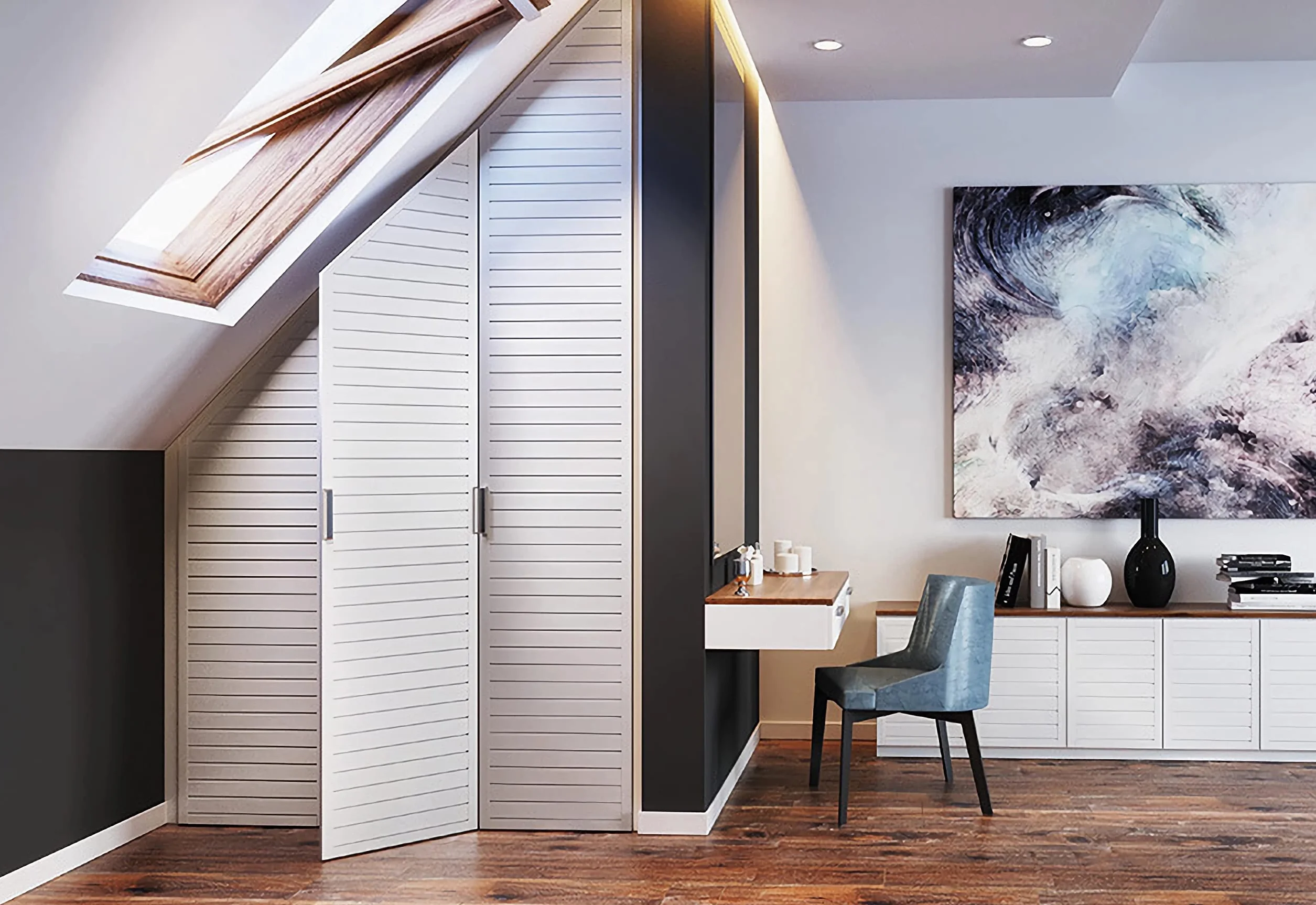 DecoMeister Puertas de Lamas Blancas de Madera Maciza con Tablones Listones Cerrados Para Armario Frente de Mueble Imprimado de Dimensiones 294x766 mm Juego de Cuatro Piezas