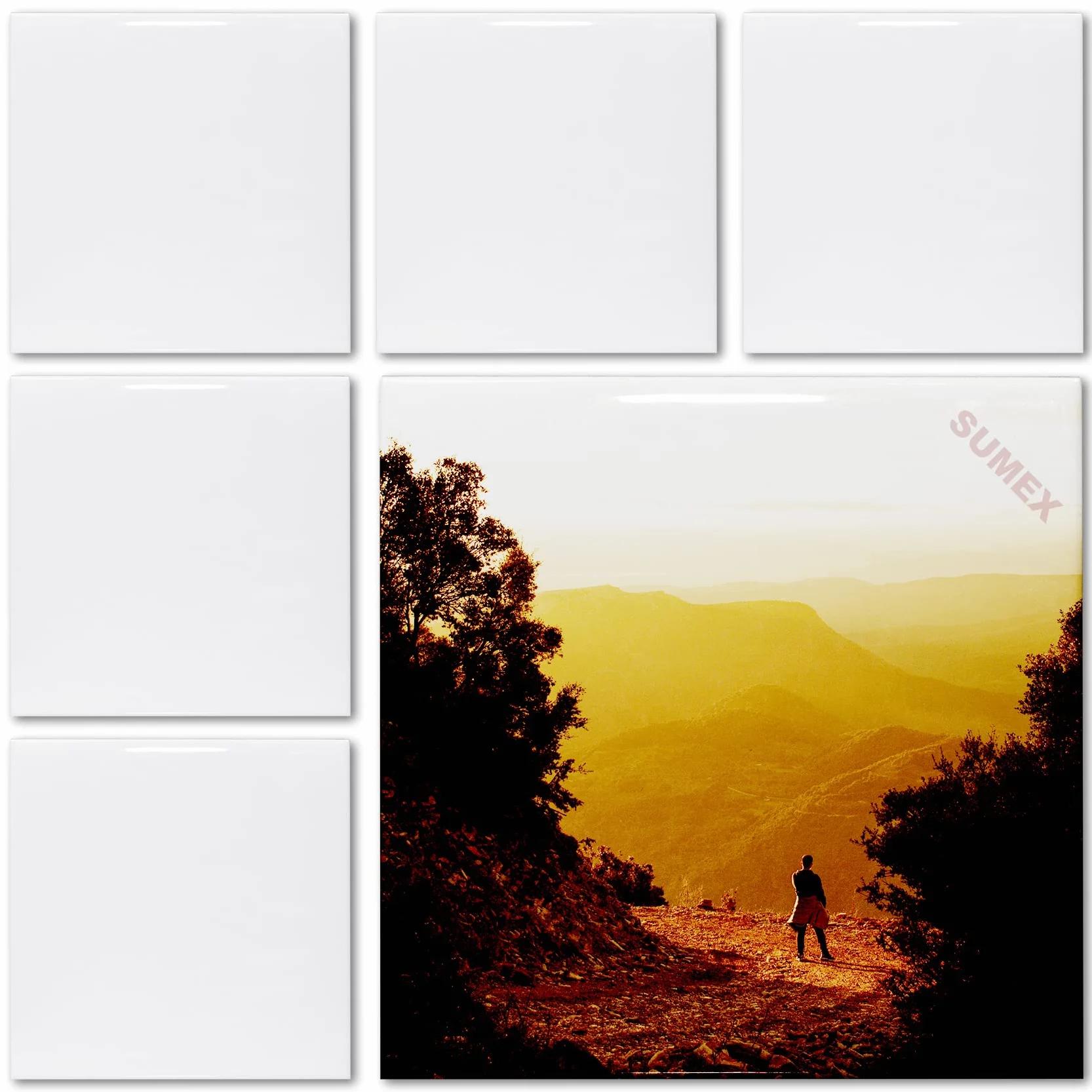 SUMEX Azulejos de cerámica para sublimación para manualidades, 6 piezas de azulejos de cerámica blanco brillante para prensa de calor (15 x 15 cm)