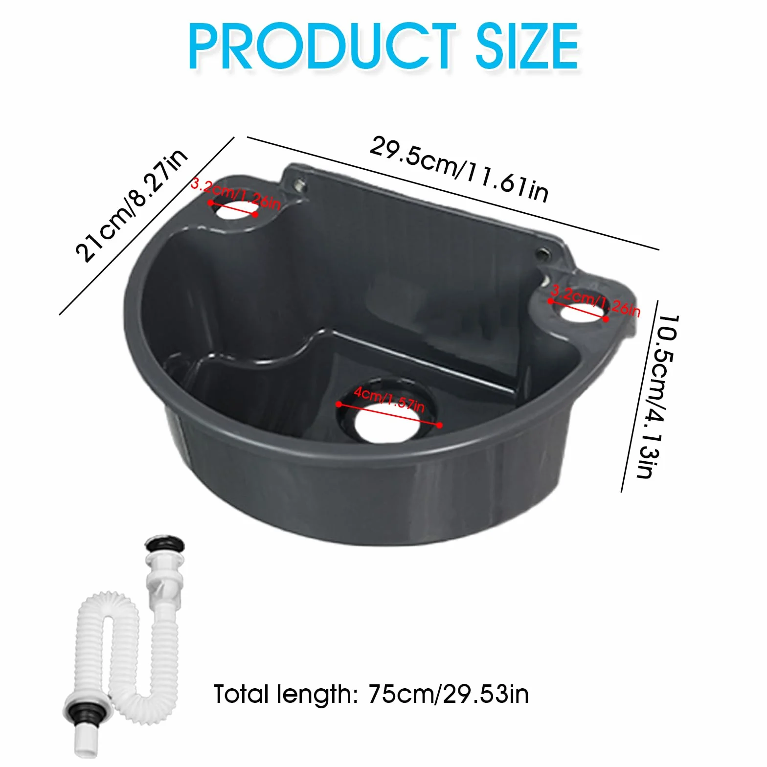Fregadero de plástico simple con manguera y desagüe para garaje, sótano, taller, lavadero, cocina, fregadero exterior, lavabo de jardín (negro)