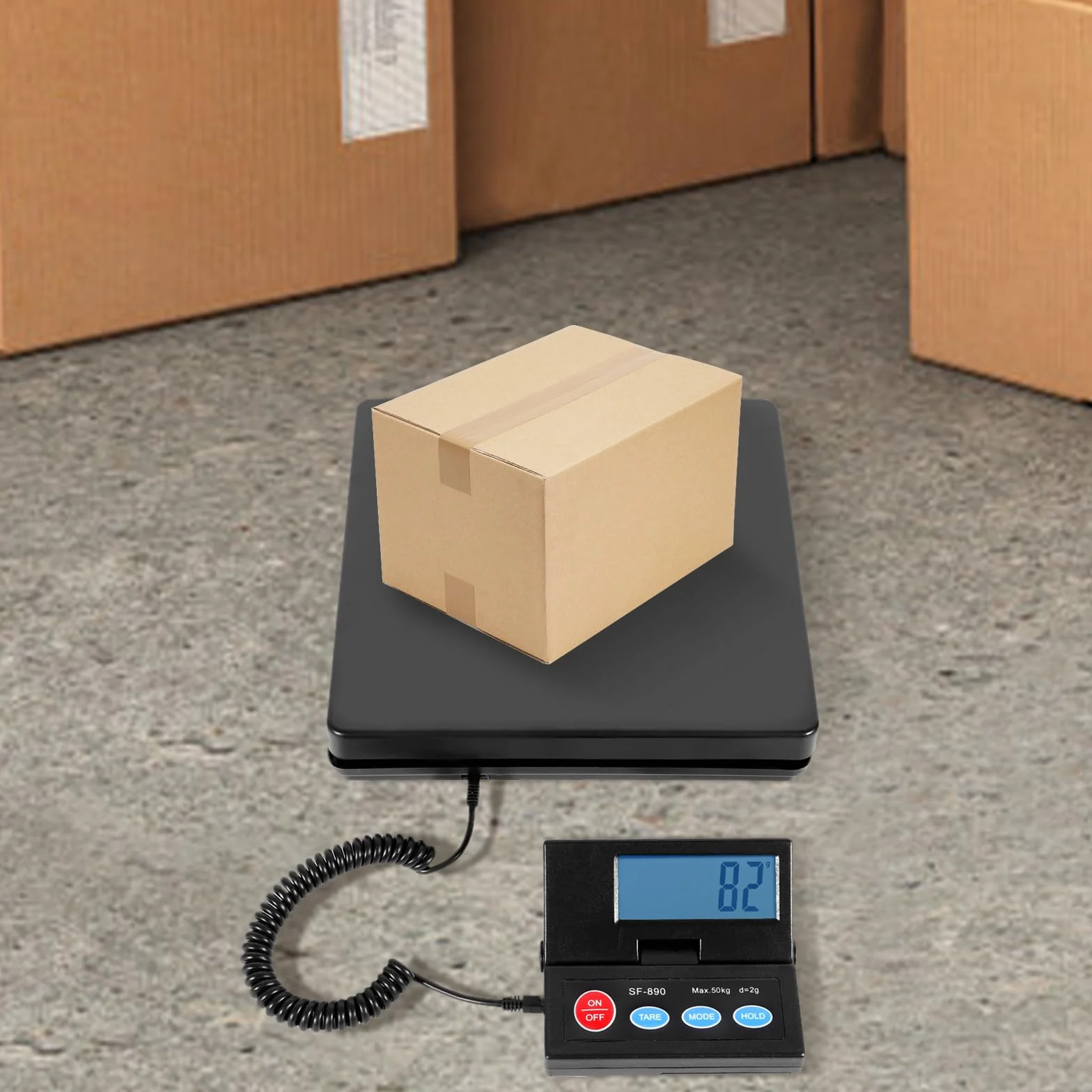 Báscula digital para paquetes 50 kg/2 g plataforma industrial con pantalla externa