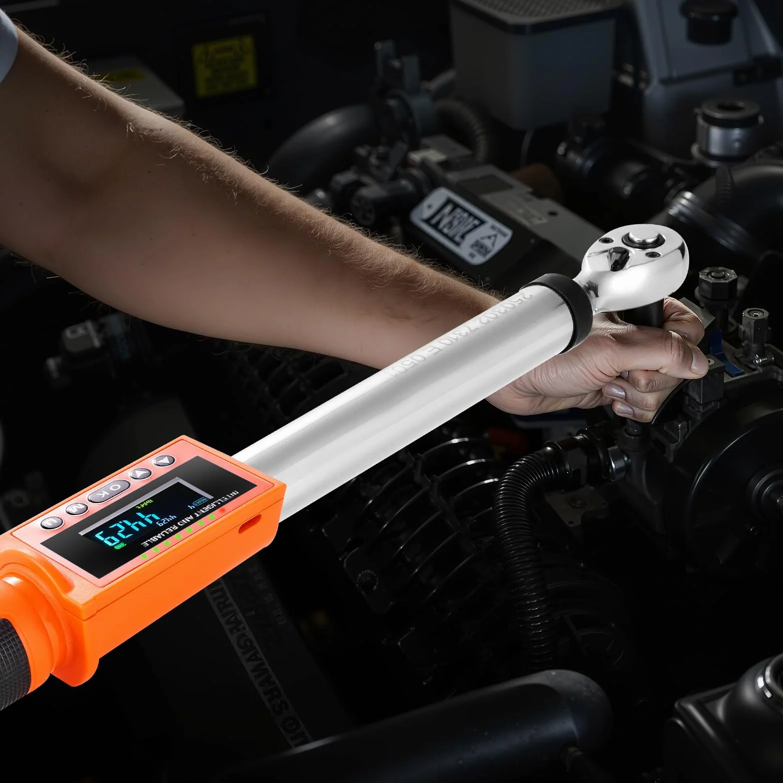 VEVOR 2 PCS Juego de Llaves Dinamométricas Digitales Accionamiento de 1/2" y 3/8" 72 Dientes ±2% de Precisión Llave Dinamométrica Electrónica con Valor Preestablecido, Zumbador y Notificación LED