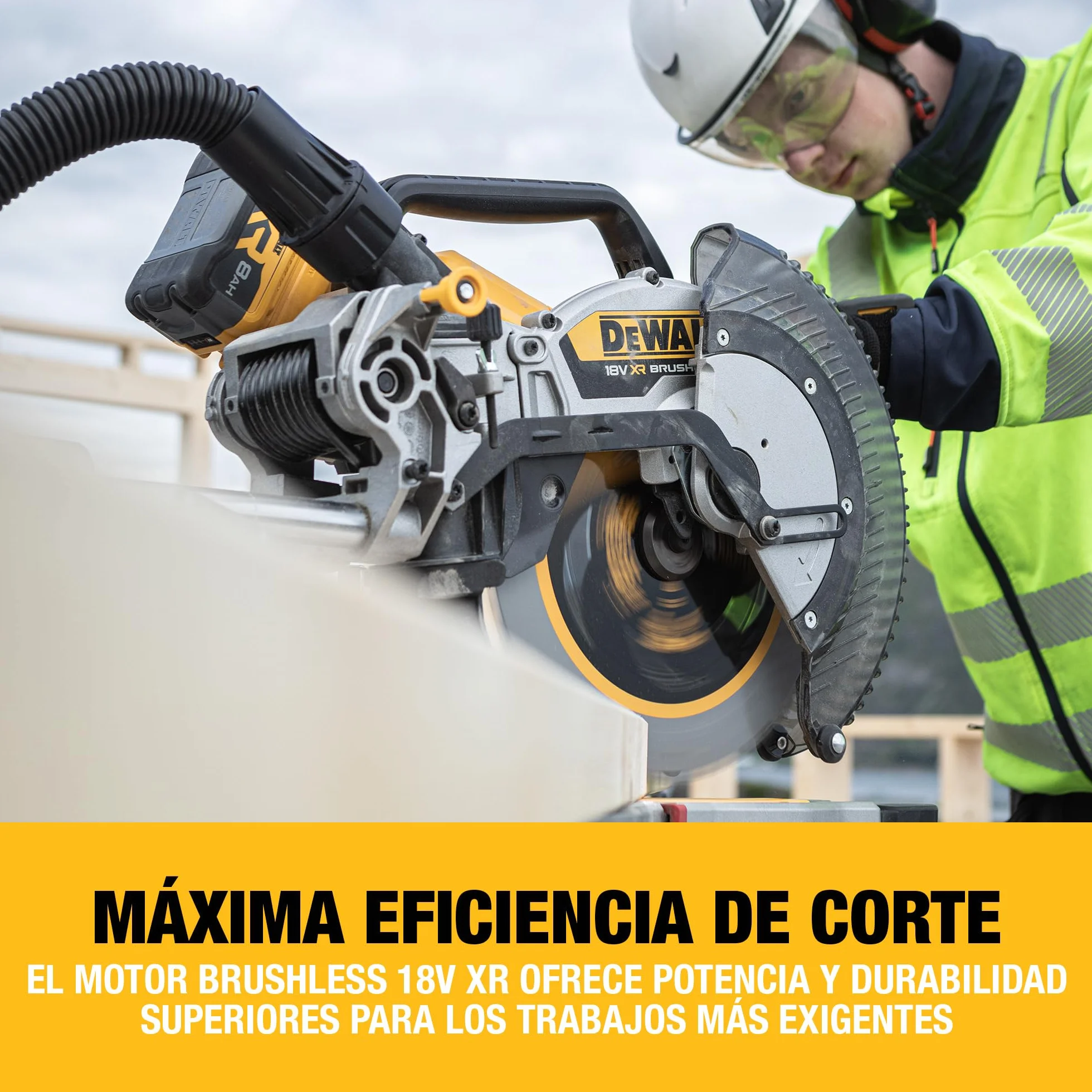 DEWALT Tronzadora 18V XR 305mm. Corte de alta capacidad y precisión con motor sin escobillas, control avanzado del polvo y compatibilidad con la batería XR, sólo herramienta, DCS782N-XJ