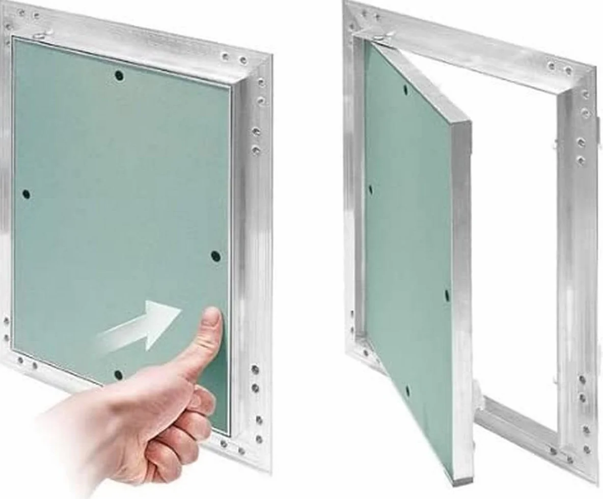 SYSTERM Tapa para revisión 250x350 mm yeso 12,5 mm KRAL8 pladur Revisión Mantenimiento Puerta 25x35 cm Mantenimiento Tapa de limpieza Mantenimiento Apertura, marco de aluminio Verde menta en seco