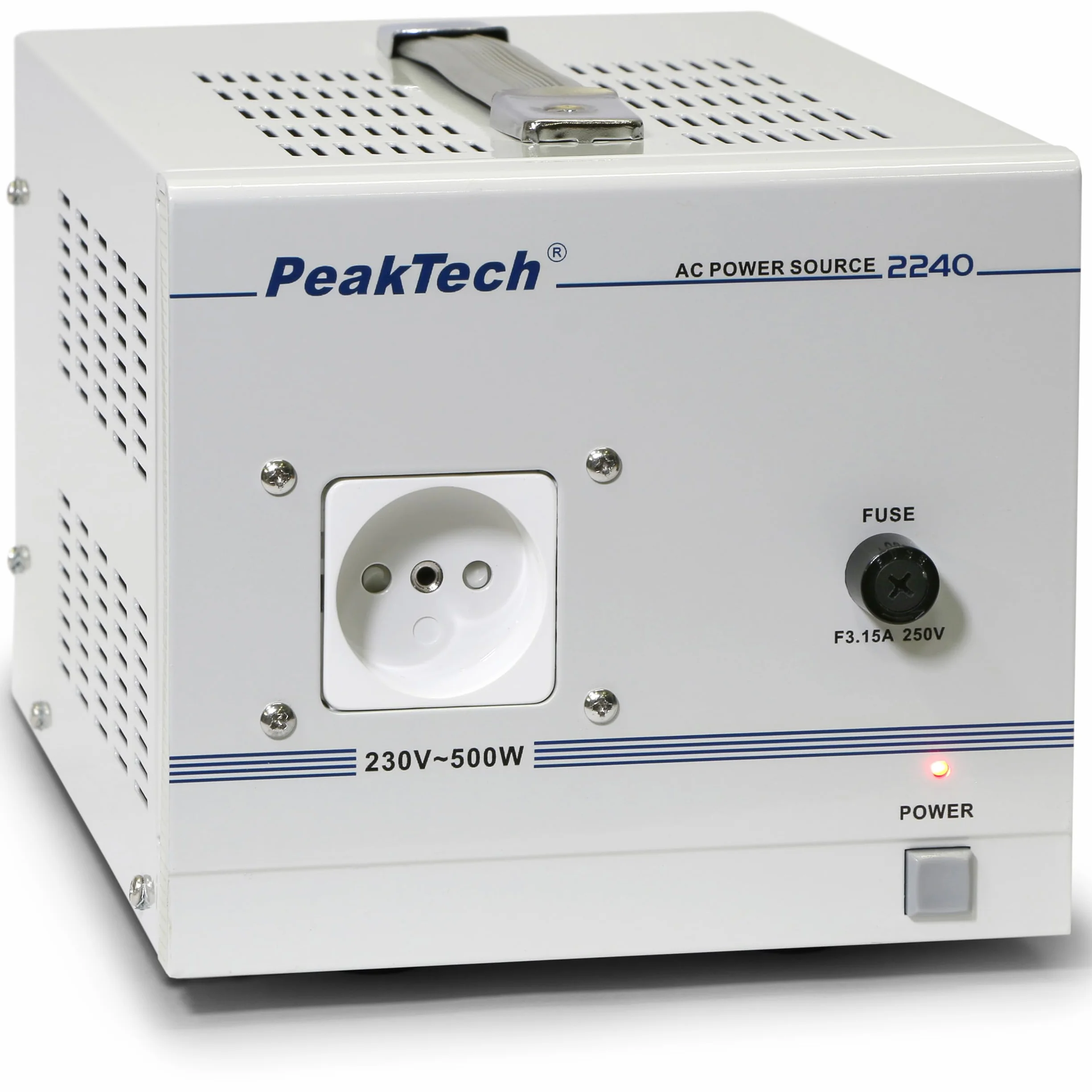 PeakTech 2240 - Transformador de Aislamiento, Dispositivo de Medición, Toroidal, Galvánico, Clase de Protección 1, Uso Móvil, Voltaje de Entrada 230 V, Potencia de Salida 500 W - 160 x 125 x 235 mm