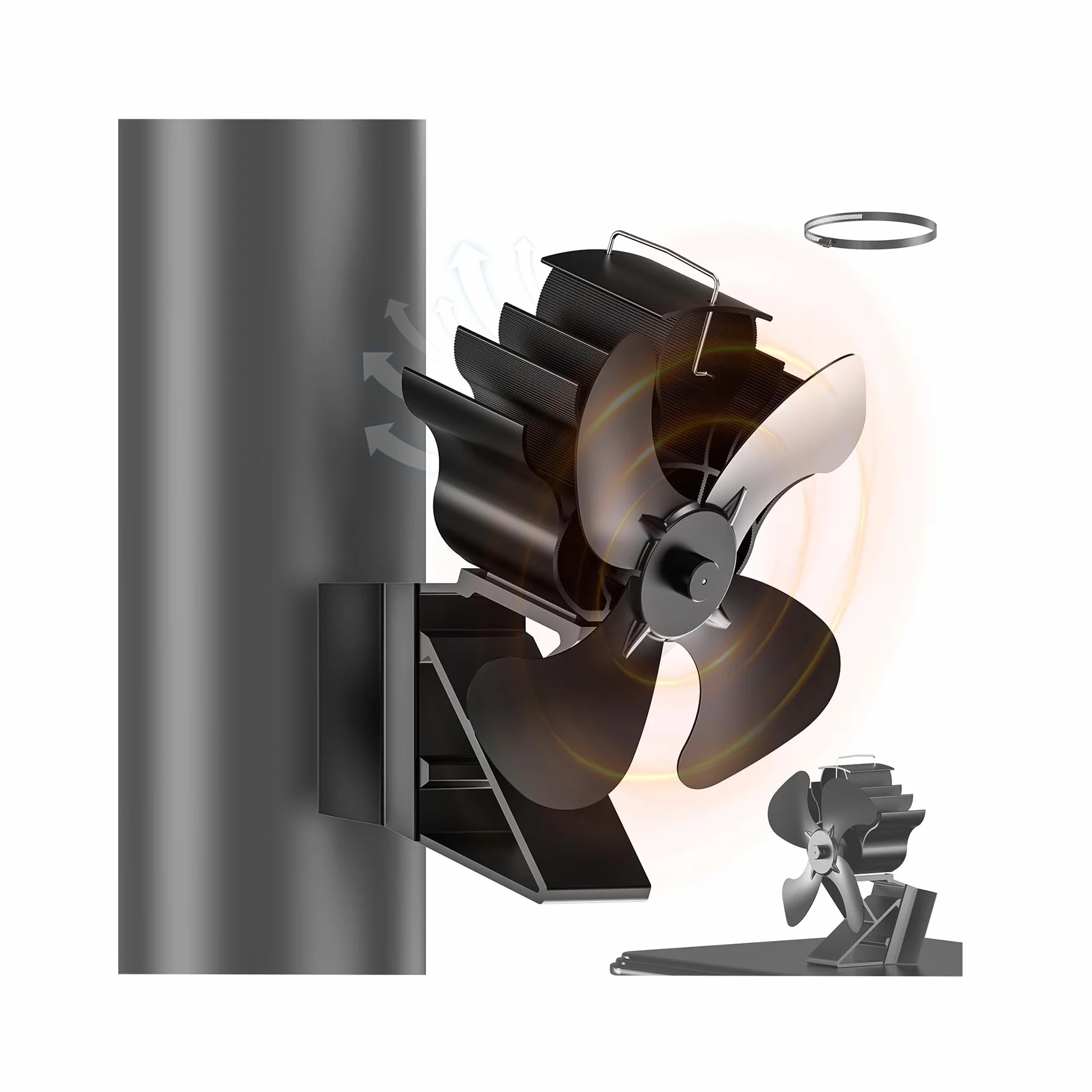 ventilador estufa leña, ventilador chimenea para estufa de leña, 2 en 1 silencioso ventilador chimenea leña sin electricidad,de leña para madera, leña, repuesto