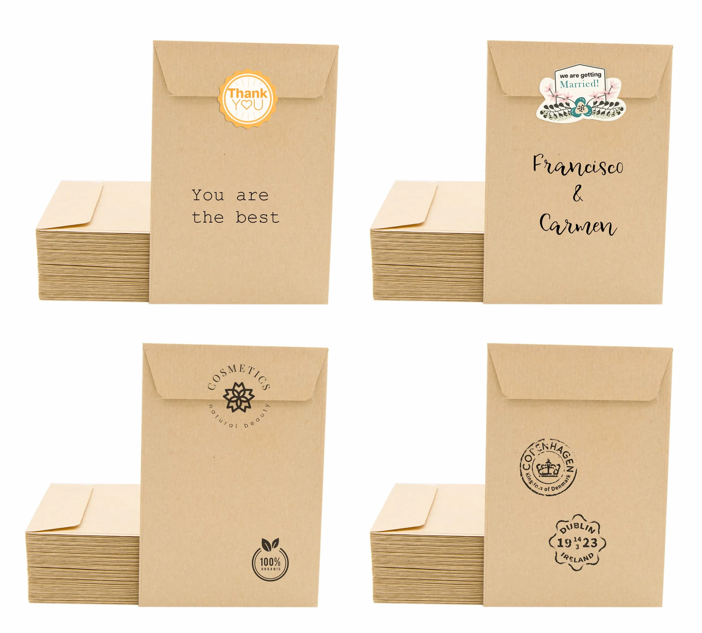 M-Office Sobres de papel kraft 100 x 145 mm para invitaciones o bolsas de regalo (100 unidades)