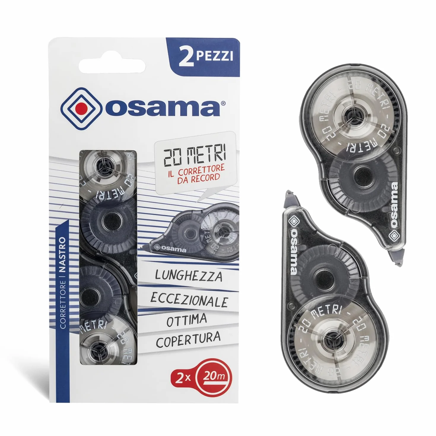 Cinta Correctora Blanca Pack 2 Piezas 20 M Set Corrector Escolar Oficina Alta Cobertura Larga Duración