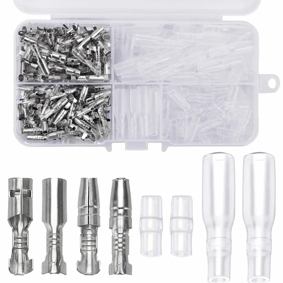 YIXISI 200 Piezas Kit de Conectores de Bala de Latón 3.9 mm Macho y Hembra con Cubierta de Aislamiento