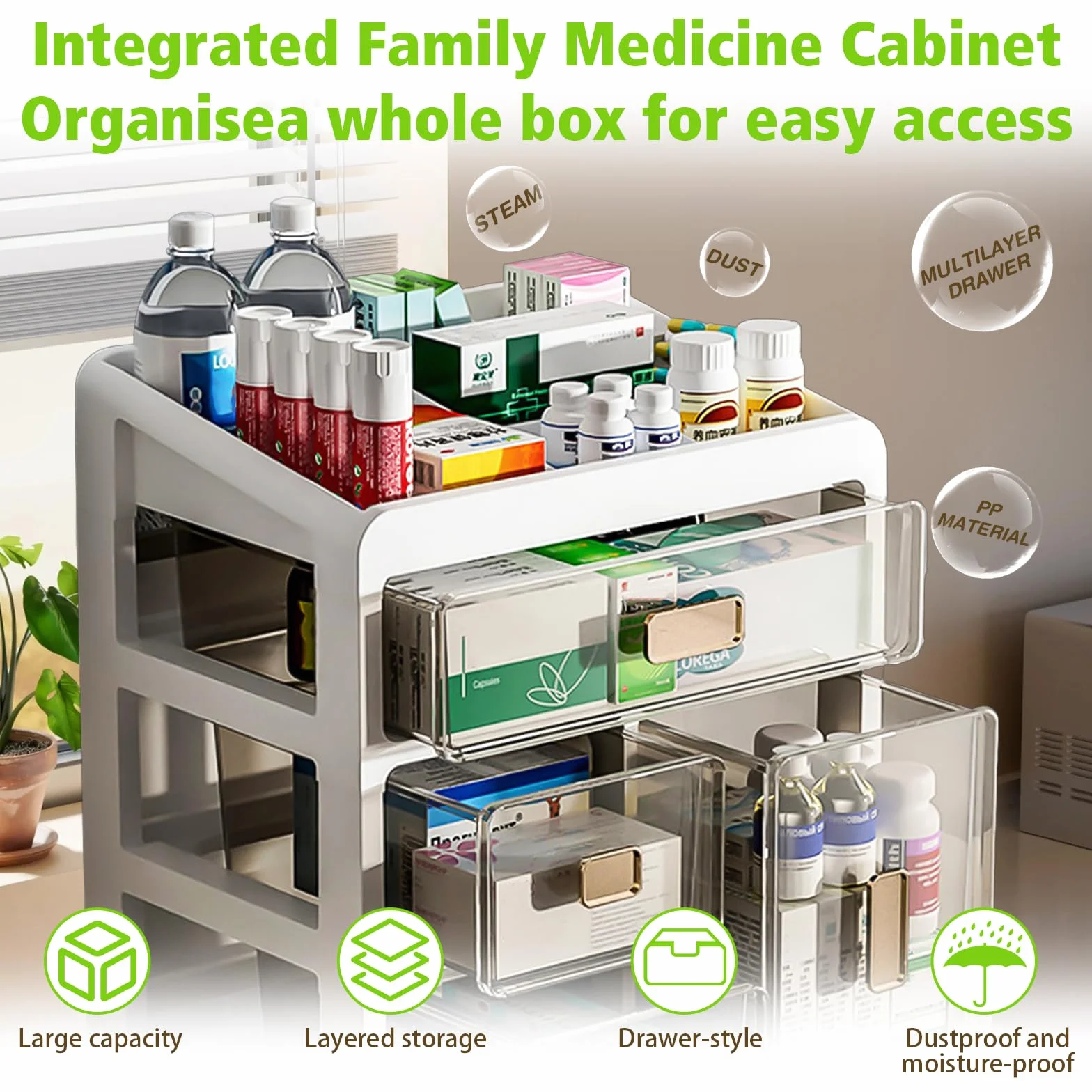 Caja de almacenamiento de medicamentos 4 niveles para hogar