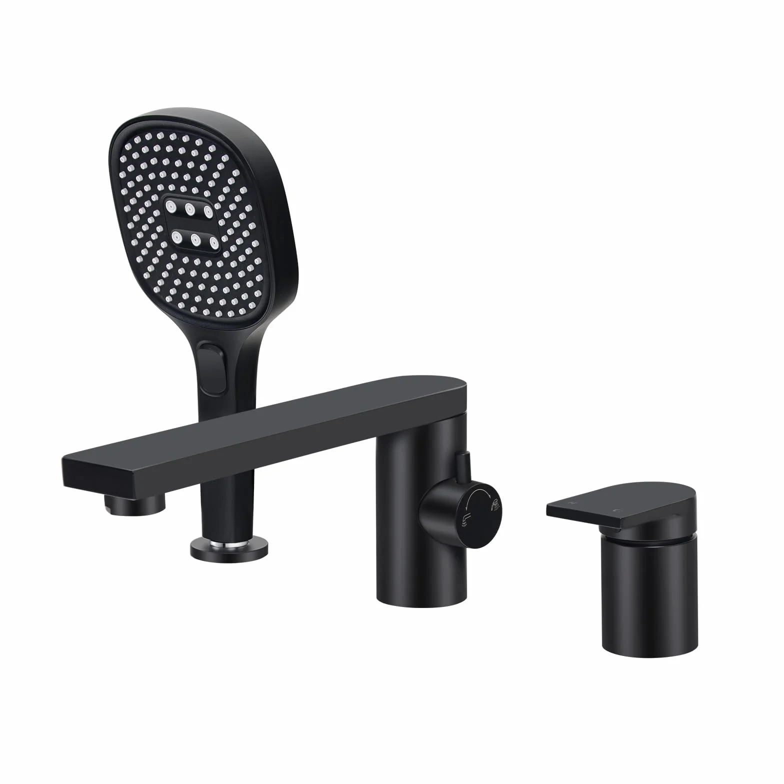 PHASAT Grifo Bañera 3 Orificios Mezclador Latón Negro Mate PTBB20E