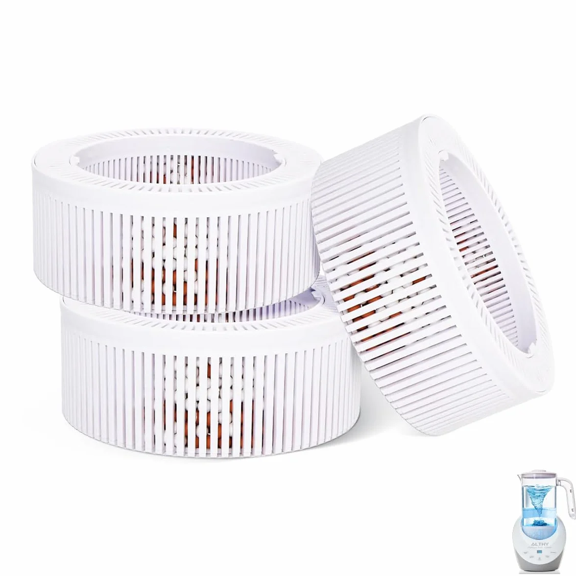 Paquete de 3 accesorios de repuesto de calcio y sulfito para jarra de hidrógeno de agua ALTHY H2, elimina el cloro del agua potable