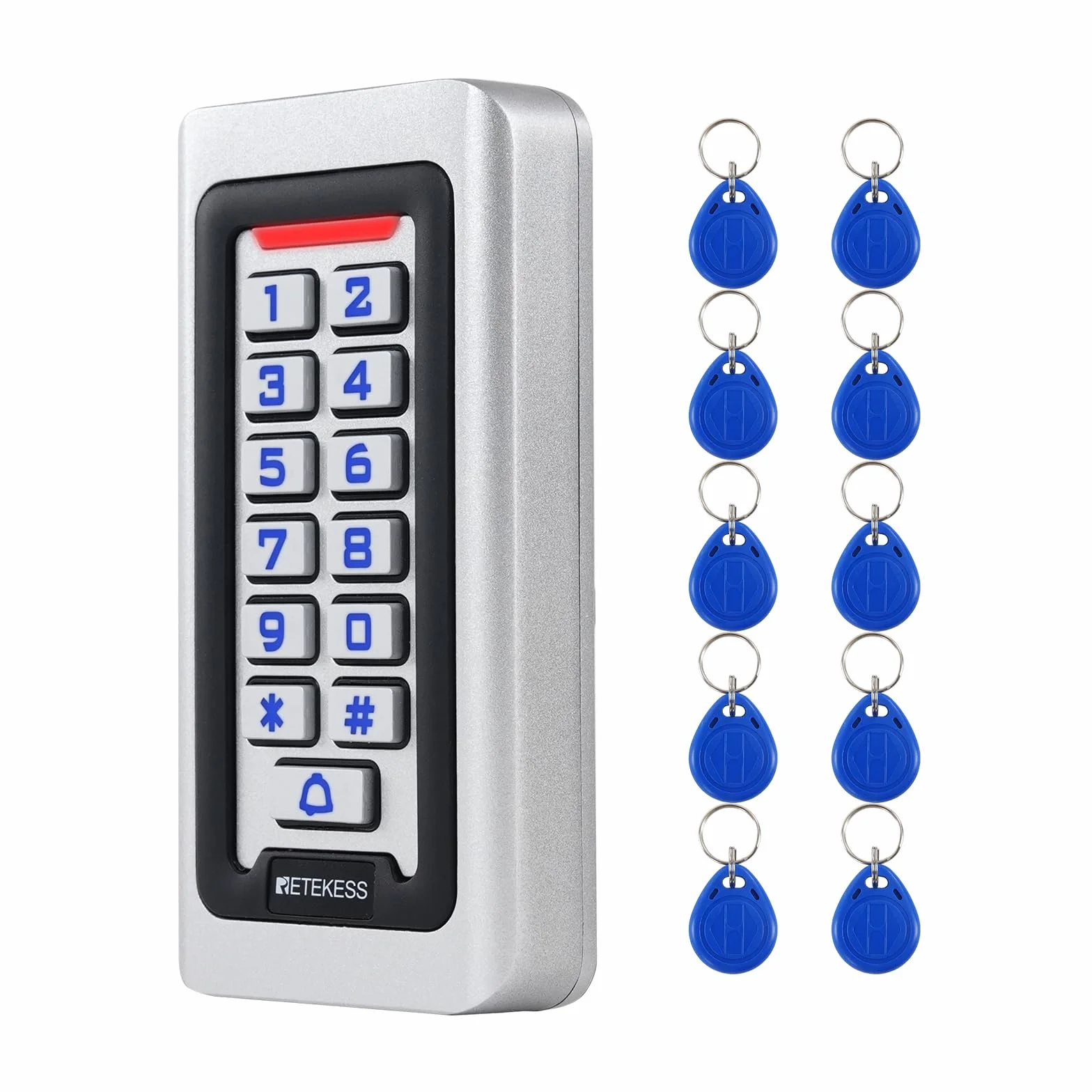 Retekess T-AC03 Control de Acceso Puerta, Teclado Acceso Impermeable IP68, Teclado Táctil Proximidad para RFID Sistema de Control de Acceso 125KHz Retroiluminación 2000 ID Wigan 26 Garaje Departamento