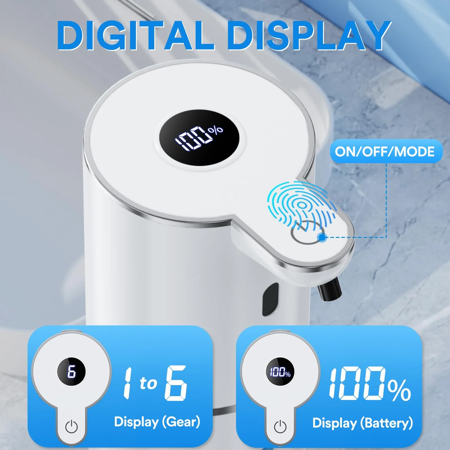 Fachixy Dispensador de jabón automático con Pantalla Digital, sin Contacto, Montaje en Pared, 380 ml, IPX5