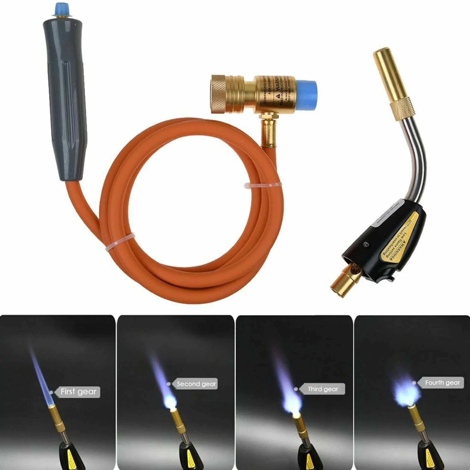 Antorcha de soldadura de autoencendido con kit de manguera para soldadura fuerte, fontanería, refrigeración, reparación de refrigeración, válvula reguladora de llama ultrafina ajustable, espiral de