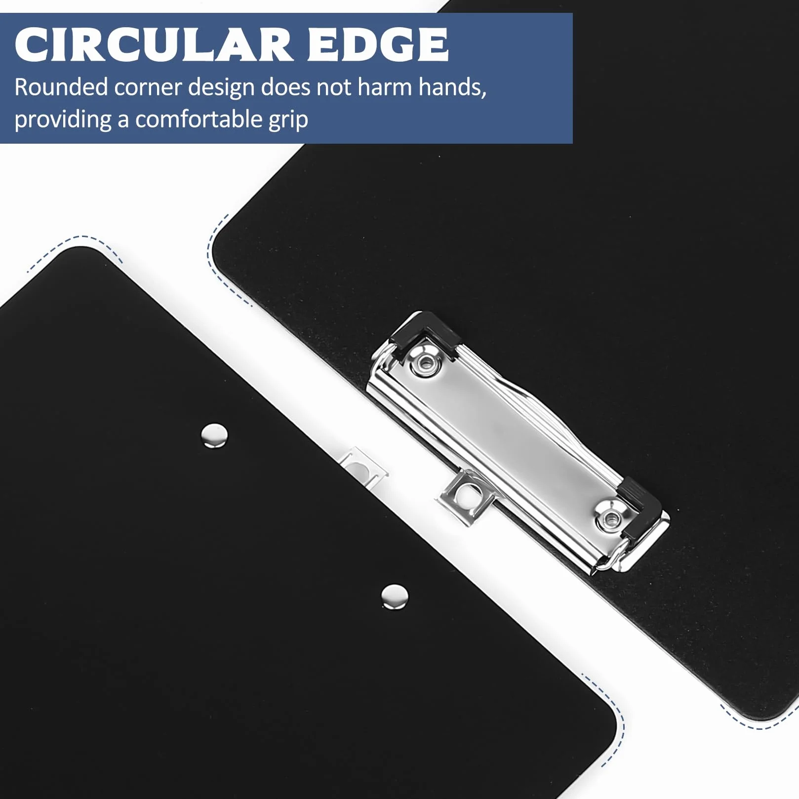 Portapapeles con Pinza A4, Carpeta de Plastico con Gancho, 6 Piezas (negro)