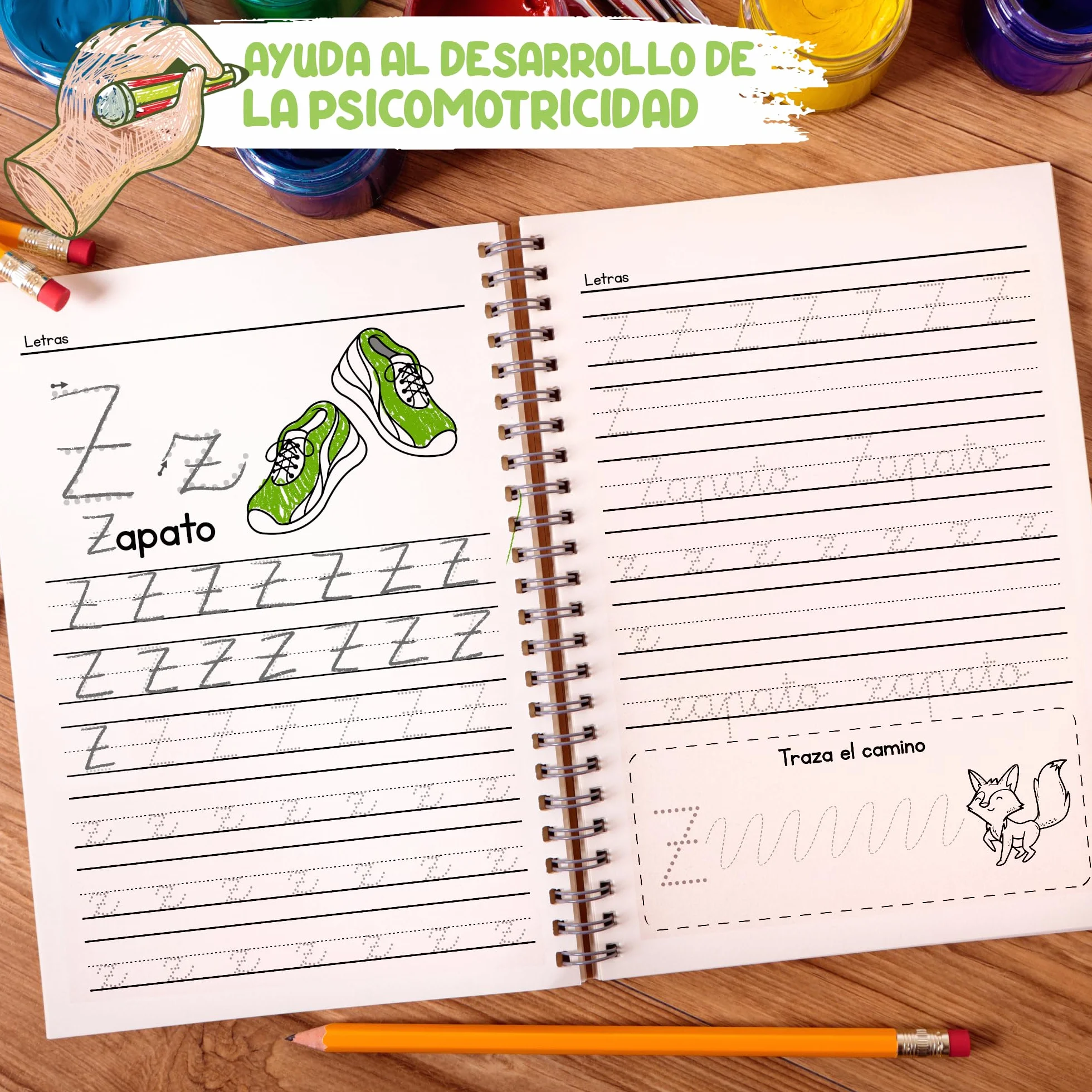 Finoly Cuaderno Aprender a Escribir Letras y Números Pauta Montessori | Niños 3 a 6 años Libro Caligrafía Preescritura Lectoescritura Actividades y Ejercicios: Letras Números Palabras Grafomotricidad