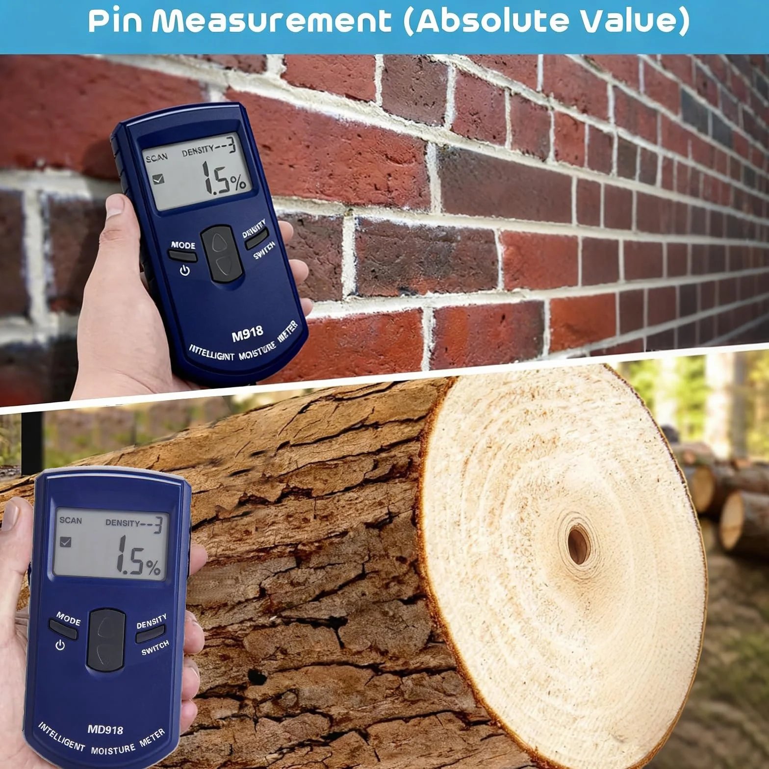 Medidor de Humedad Digital de Pared, Detector de Humedad para madera sin Pin, rango de medición 4% ~ 80% HR, resolución 0,5%, para mampostería, madera, hormigón, soleras y yeso