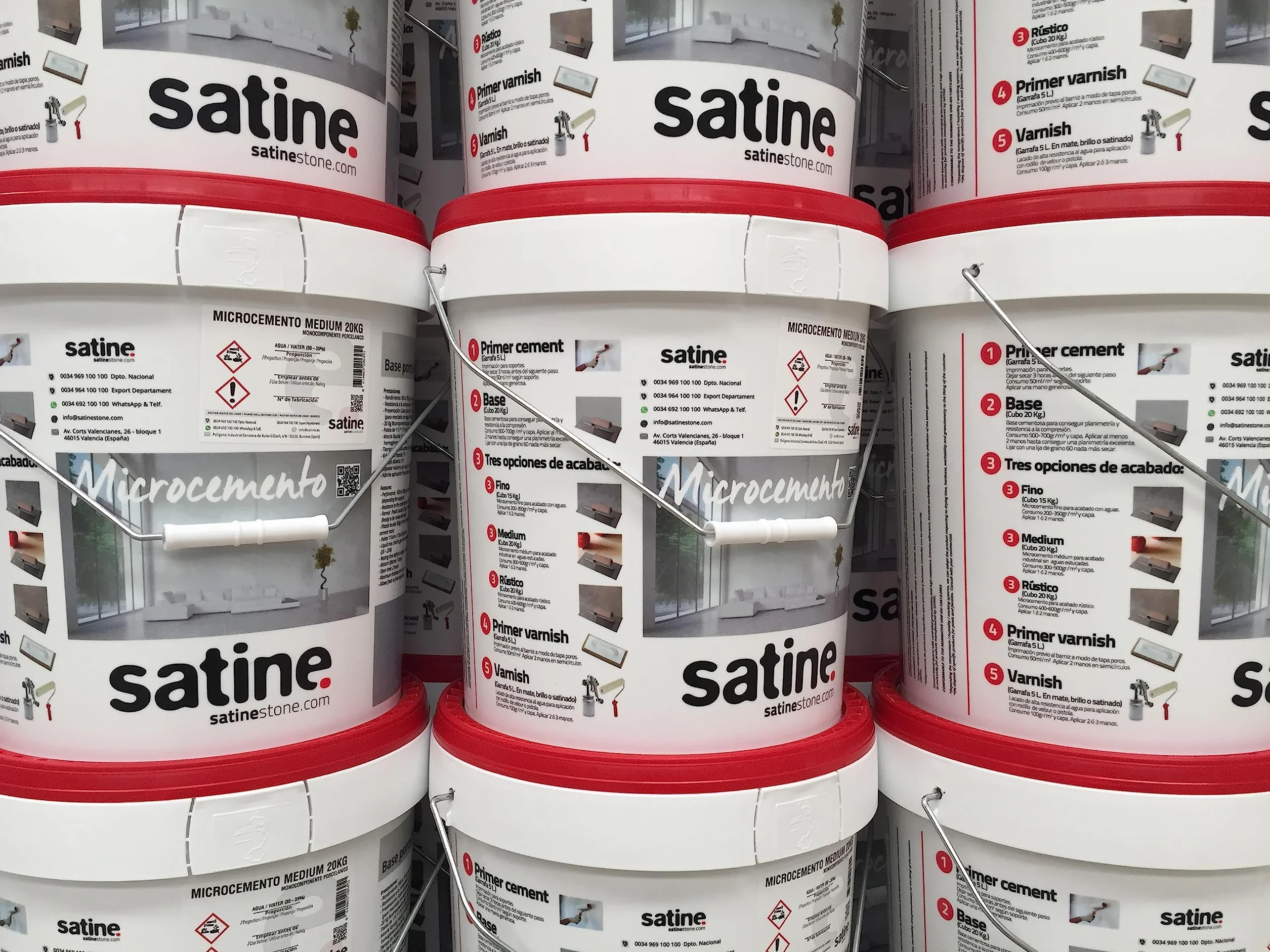 Satine Microcemento Monocomponente acabado base 20KG para 50m2 | grano grueso | en polvo mezcla con agua | uso exterior e interior | suelos, paredes, fachadas, mobiliario