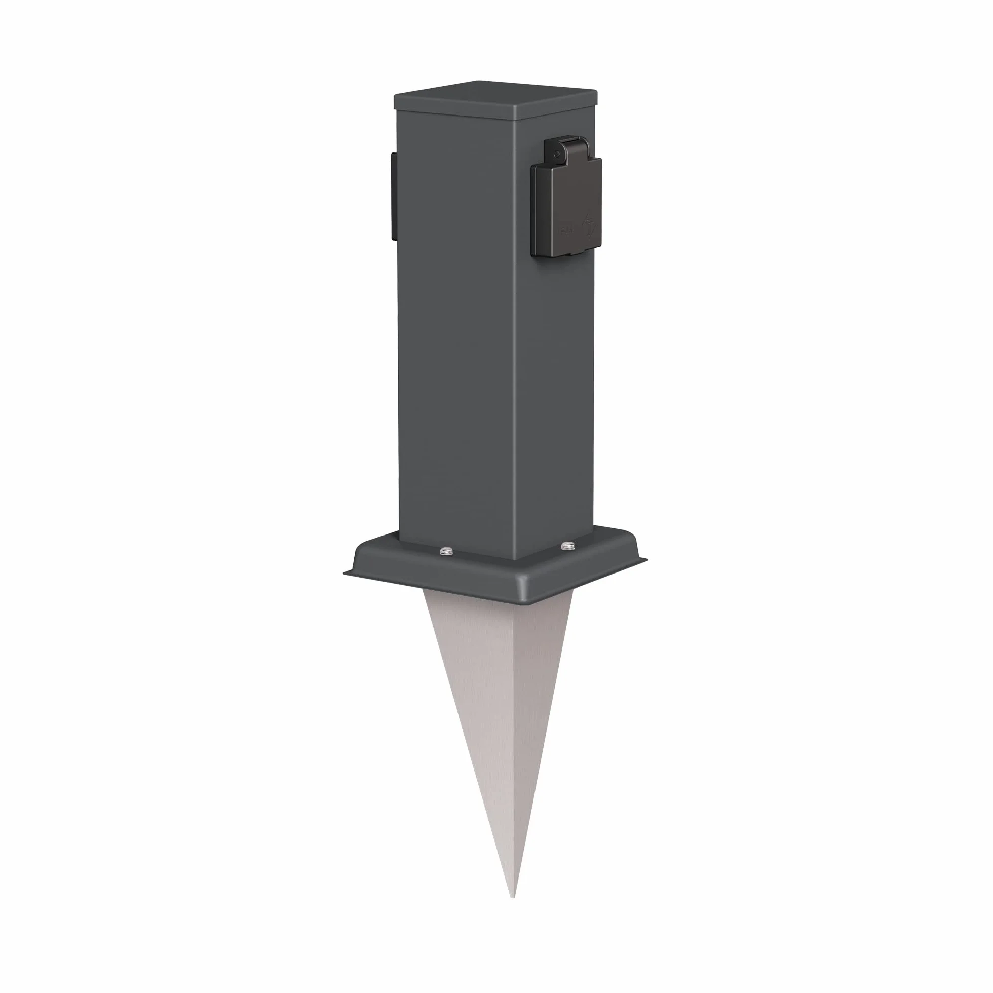ledscom.de Polly Pilar de Toma de jardín con pincho de Suelo para Exteriores, IP44, 2 Conectores, Antracita, Angular, 27cm