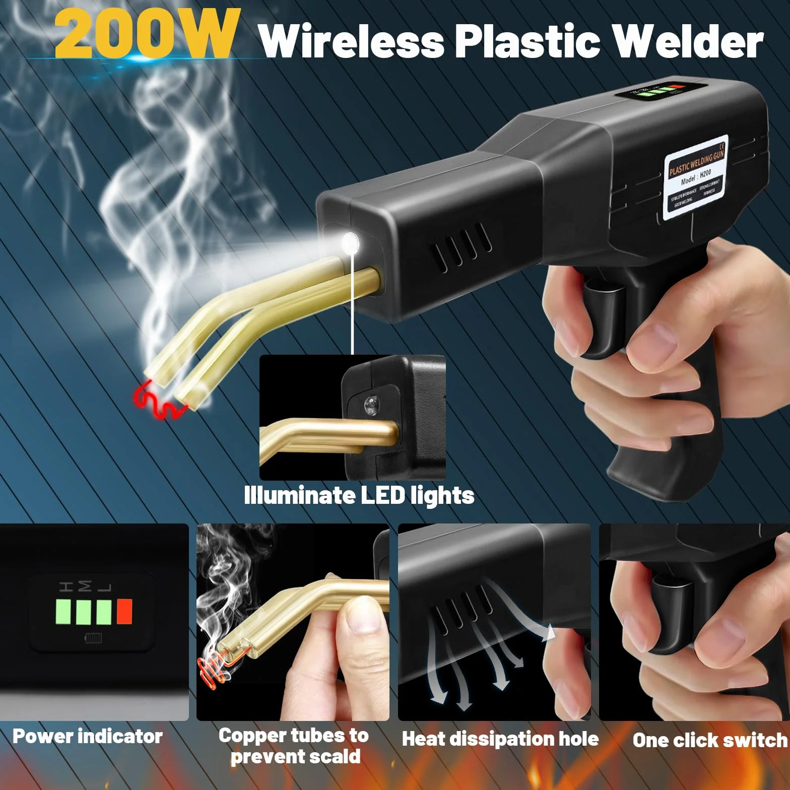 200W Soldador de Plástico, 1050 PCS Hot Stapler 5000mAh USB Recargable Soldadura Plástico Kit, Soldar Plastico para Reparación Inalámbrico de Parachoques de Coche, Para Kayac/Canoa/Plástico Producto