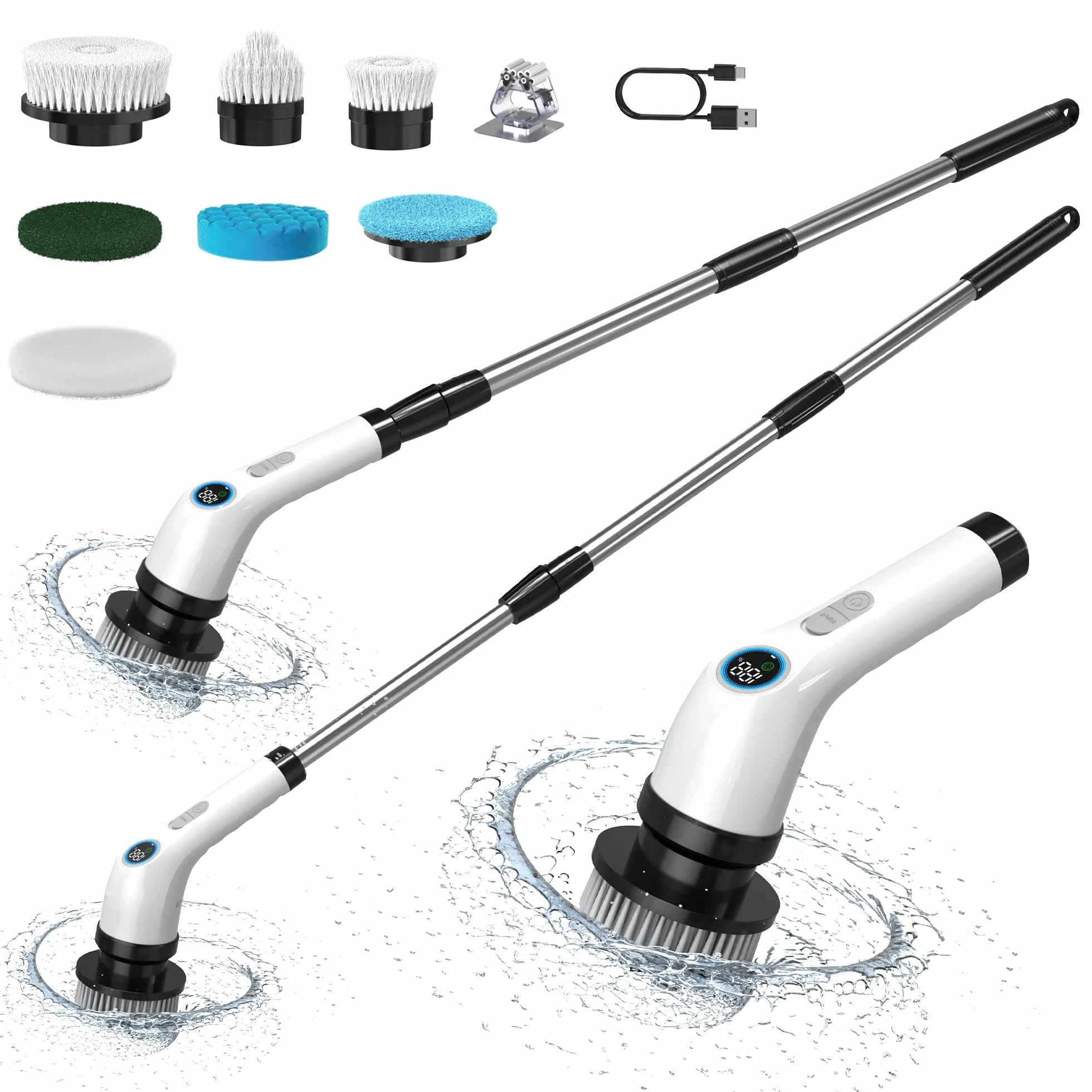 Cepillo de Limpieza eléctrico para el hogar – Hogar Spin Scrubber inalámbrico con batería – de Limpieza eléctrico para baño – Fregadero Terraza – de Limpieza Spin –