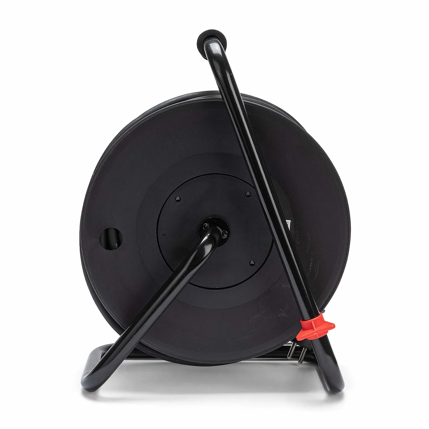 Stak REELHD-FR-40 - Enrollador eléctrico Profesional Resistente al Agua IP44 Cable 40 m de Goma 3G1,5 mm2 para Obras, Bricolaje, jardín, 4 enchufes, Estructura de Acero, Color Negro