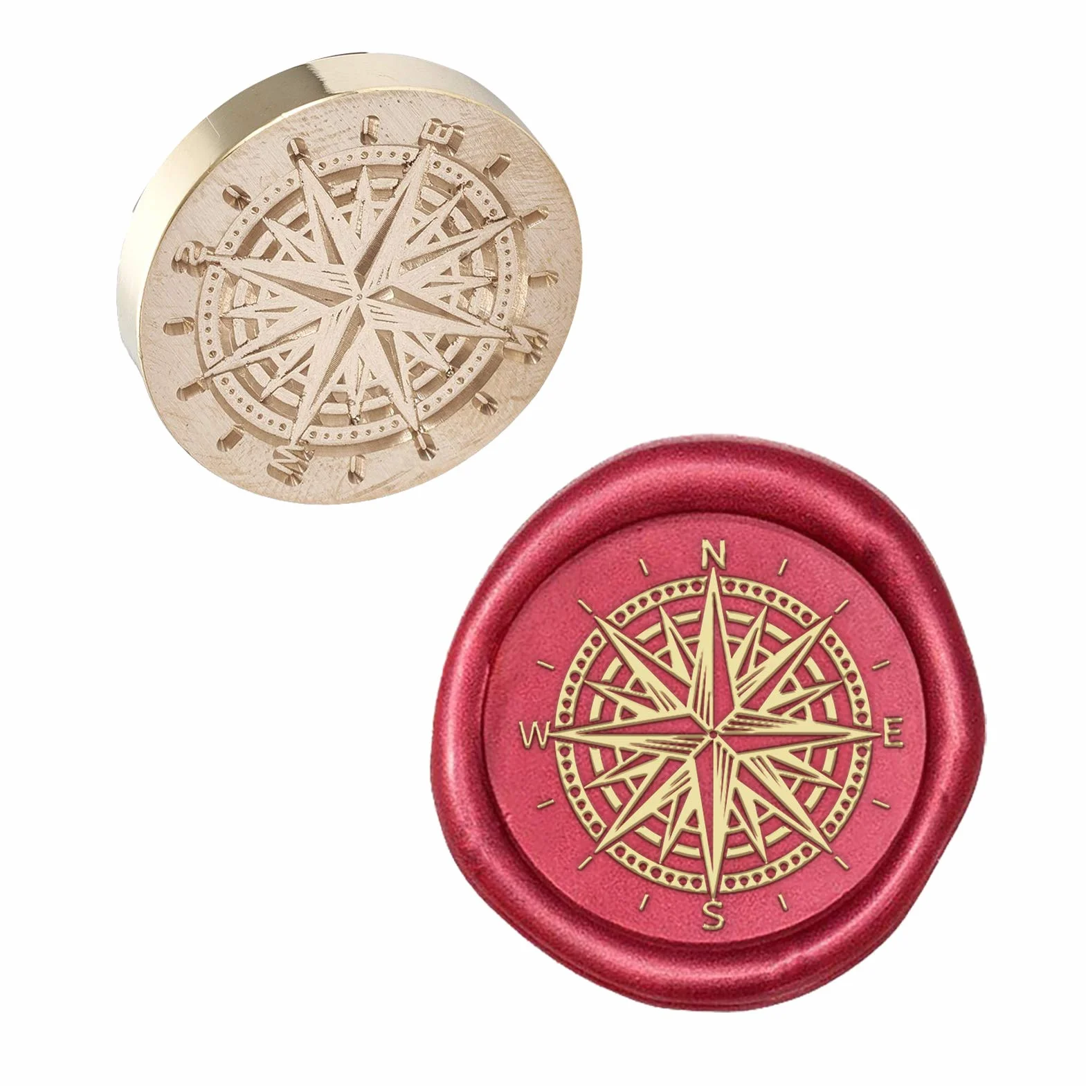 PandaHall Compass Wax Seal Stamp, Sellador de Cera Latón Retro Kit para Sobre Fiesta Invitación