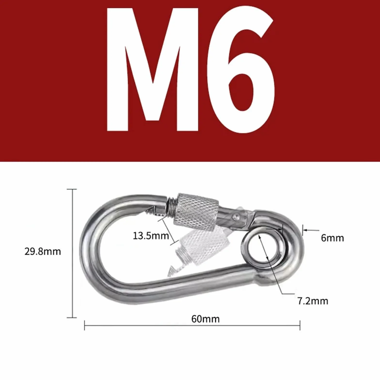 Mosquetón de Acero Inoxidable 304 con Cierre Rosca for Escalada, eslabones rápidos, Gancho Seguridad, Cadena, Anillo conexión, Hebilla