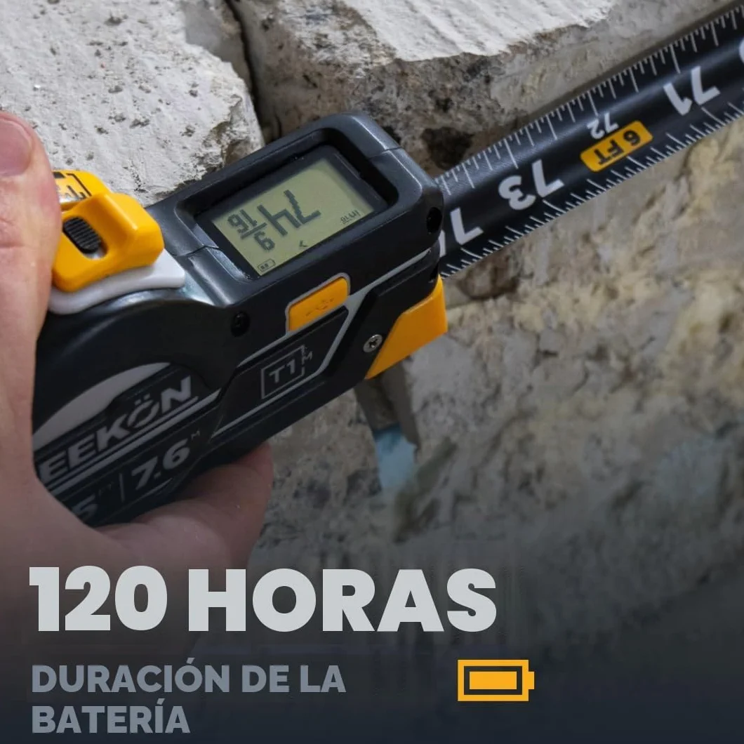 REEKON T1M Utility - Cinta métrica digital de 7,6 m (dividida), herramienta de medición inteligente Bluetooth, precisión de 1/32 pulgadas, ahorra más de 1000 mediciones, pantalla LCD, más de 150 horas