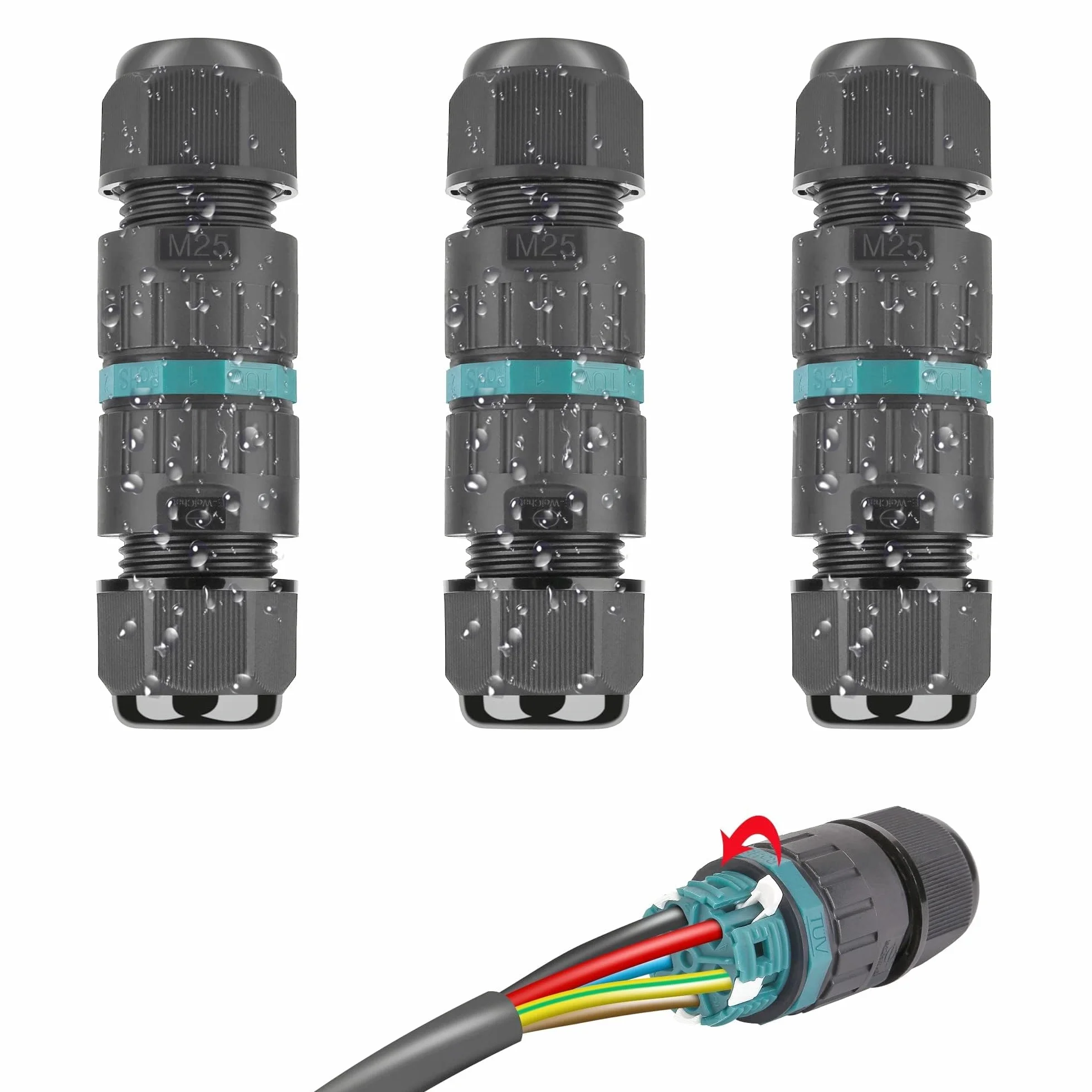 Conector de cable IP68 5 pines 5-14mm resistente al agua 3 unidades