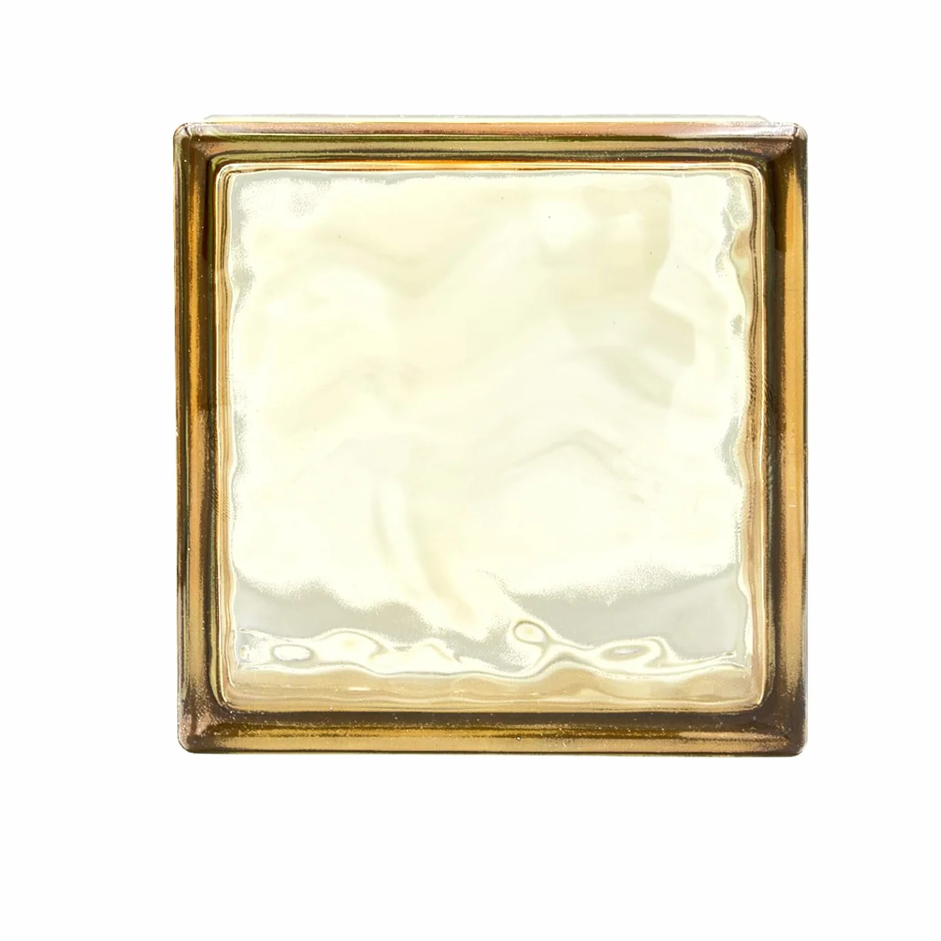 Bloque de vidrio Reflejos Ondulado color Oro | cm 19x19x8 | Unidad de venta 1 caja de 6 pzas | Euro/pza. 5,50