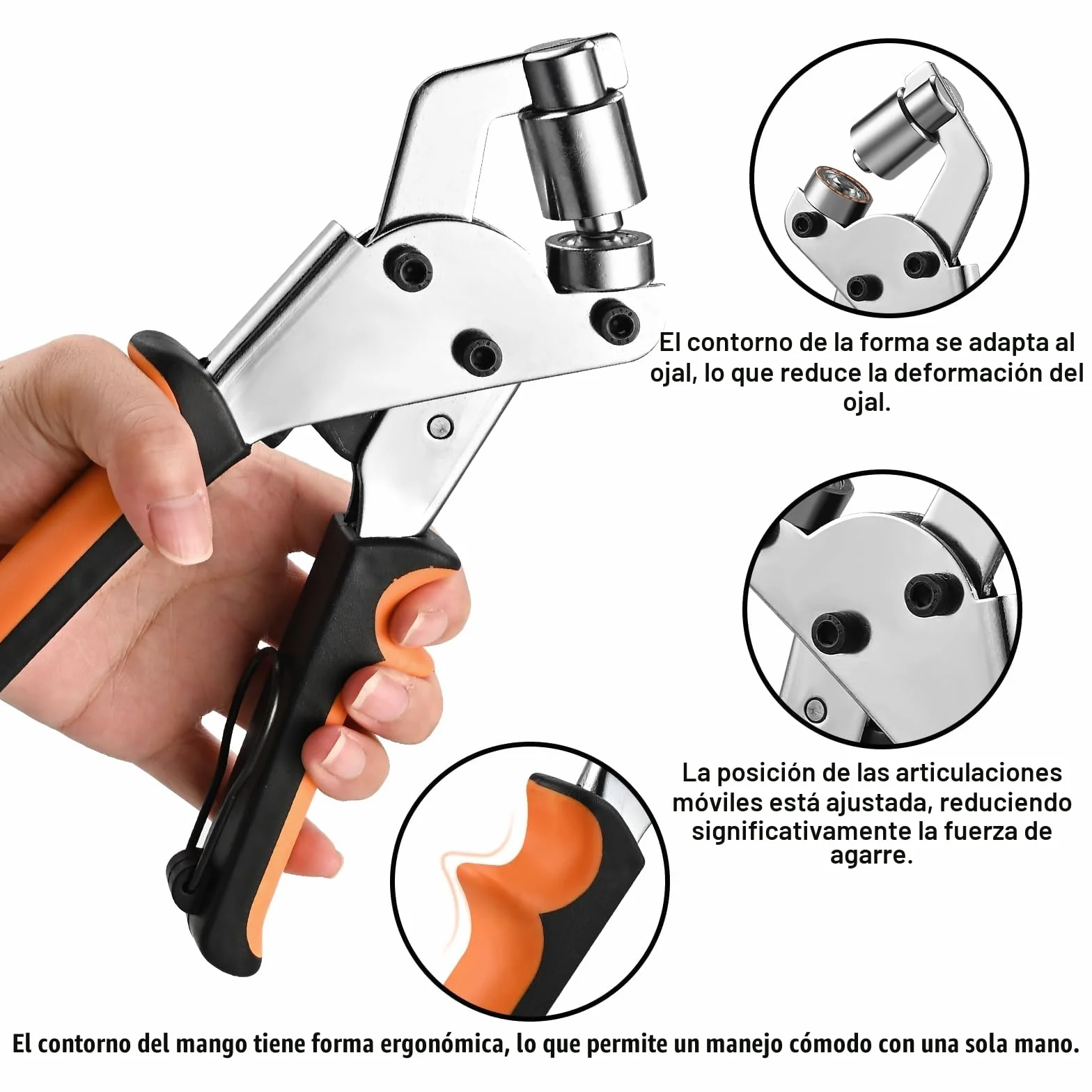 Cieex Juego de Remachadora y 500 Ojales Metalicos - Kit Completo para Ojales para Lonas, Cuero, PVC - Remachadora Ojales con Sujetador Magnético y Punzón