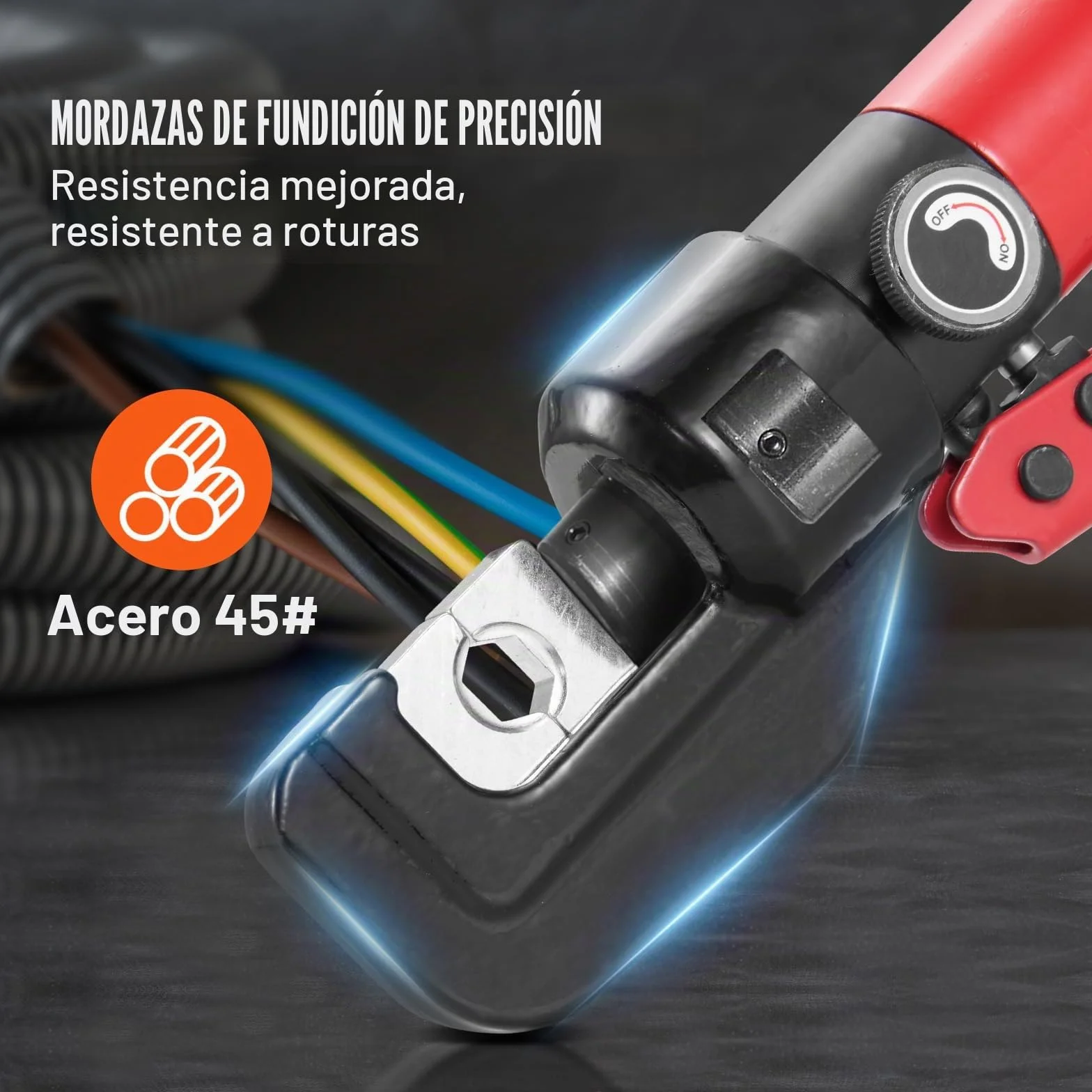 VEVOR Alicates de Corte 4-70 mm² Herramienta de Corte Hidráulico Aluminio y Cobre Cable de Batería AWG12-2/0 con Cortador de Cable Par de Guantes 50 Conectores Anillo de Cobre para Electricistas