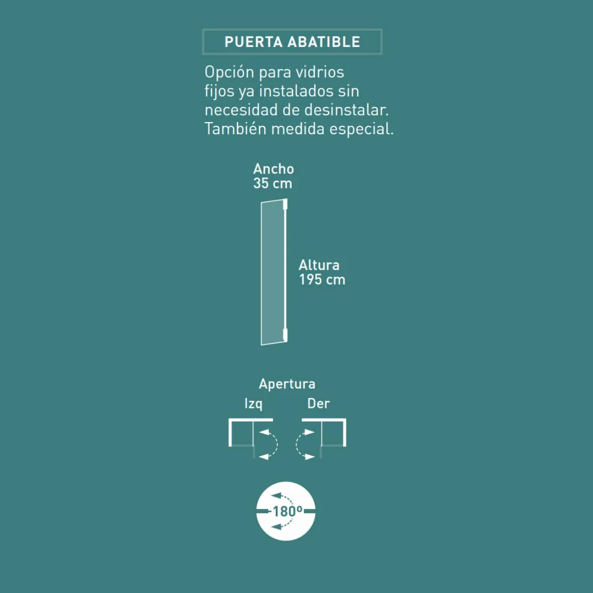 Puerta de Ducha Abatible de 35cm para Completar Fijo de Ducha | Panel de Ducha Abatible de Protección Pivotante de 35cm para hacer más Grande un Fijo de Ducha Ya Instalado | Negro Mate