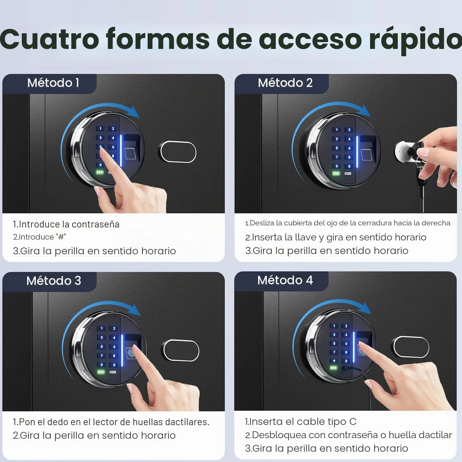 Grimtron Caja Fuerte Biométrica Inteligente 14 Litros con Lector de Huellas Dactilares y Teclado Retroiluminado
