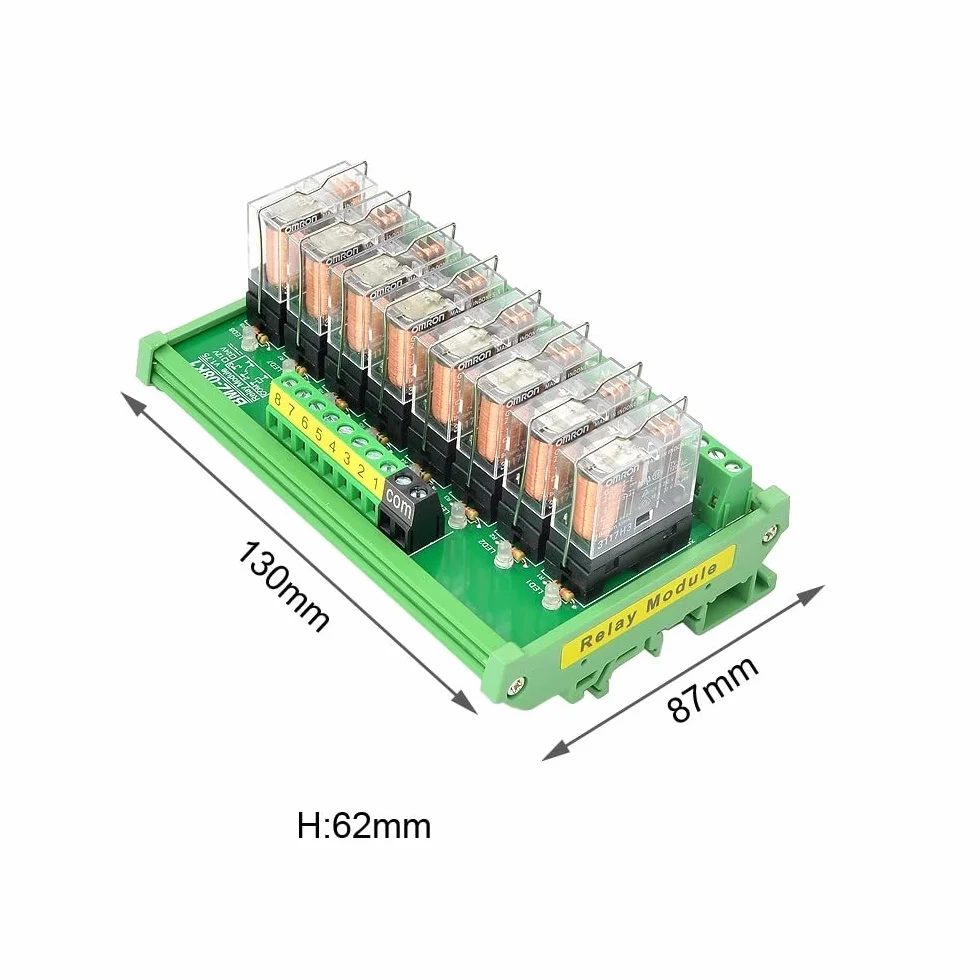 Módulo de relé, CC 24 V, módulo de relé extraíble aislado de 8 canales, módulo de relé optoacoplador, placa amplificadora de señal PLC, riel DIN de 35 mm