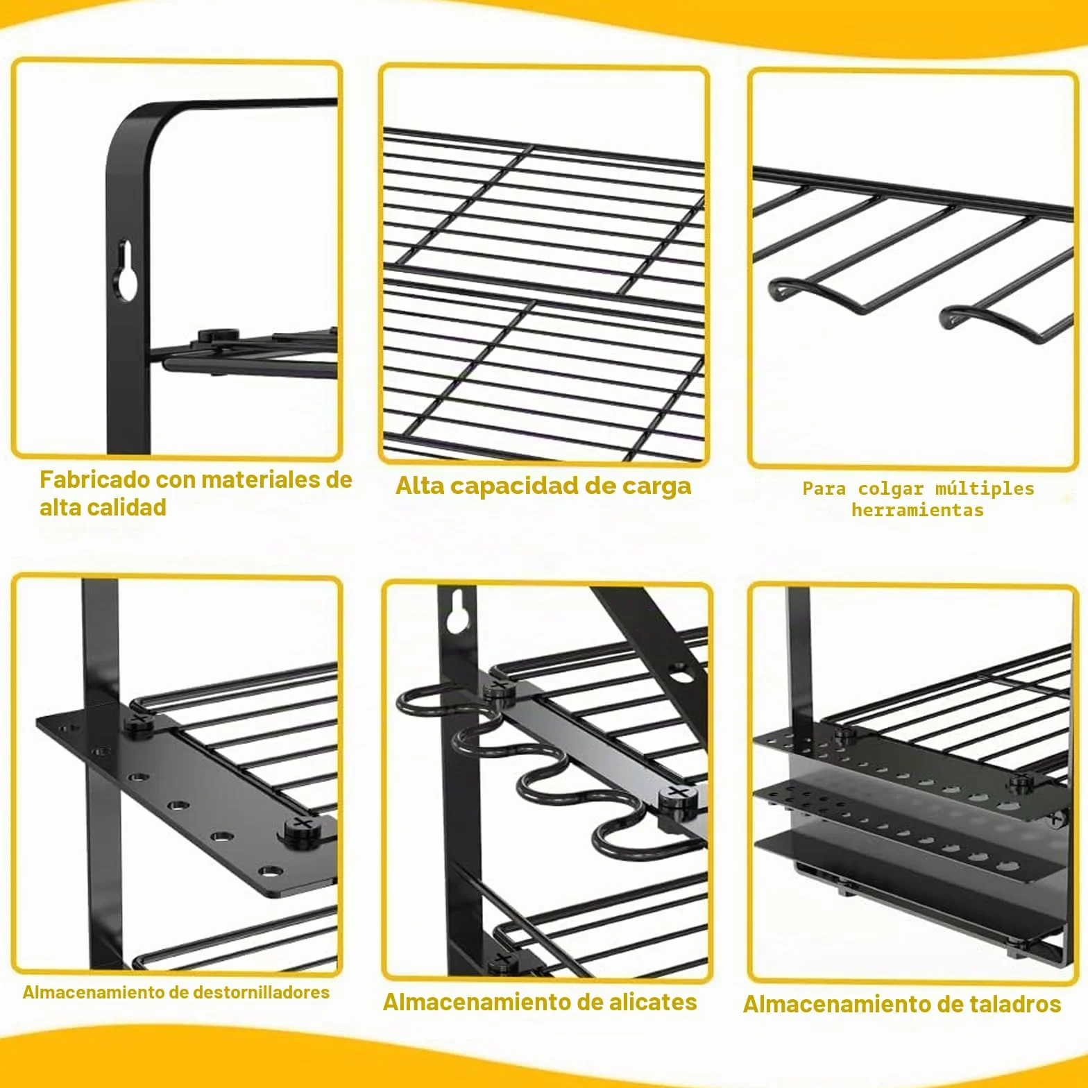Organizador de herramientas eléctricas de 4 capas, soporte de pared para herramientas de taladro eléctrico, ahorro de espacio, resistente y duradero, fácil de instalar, añade más espacio de