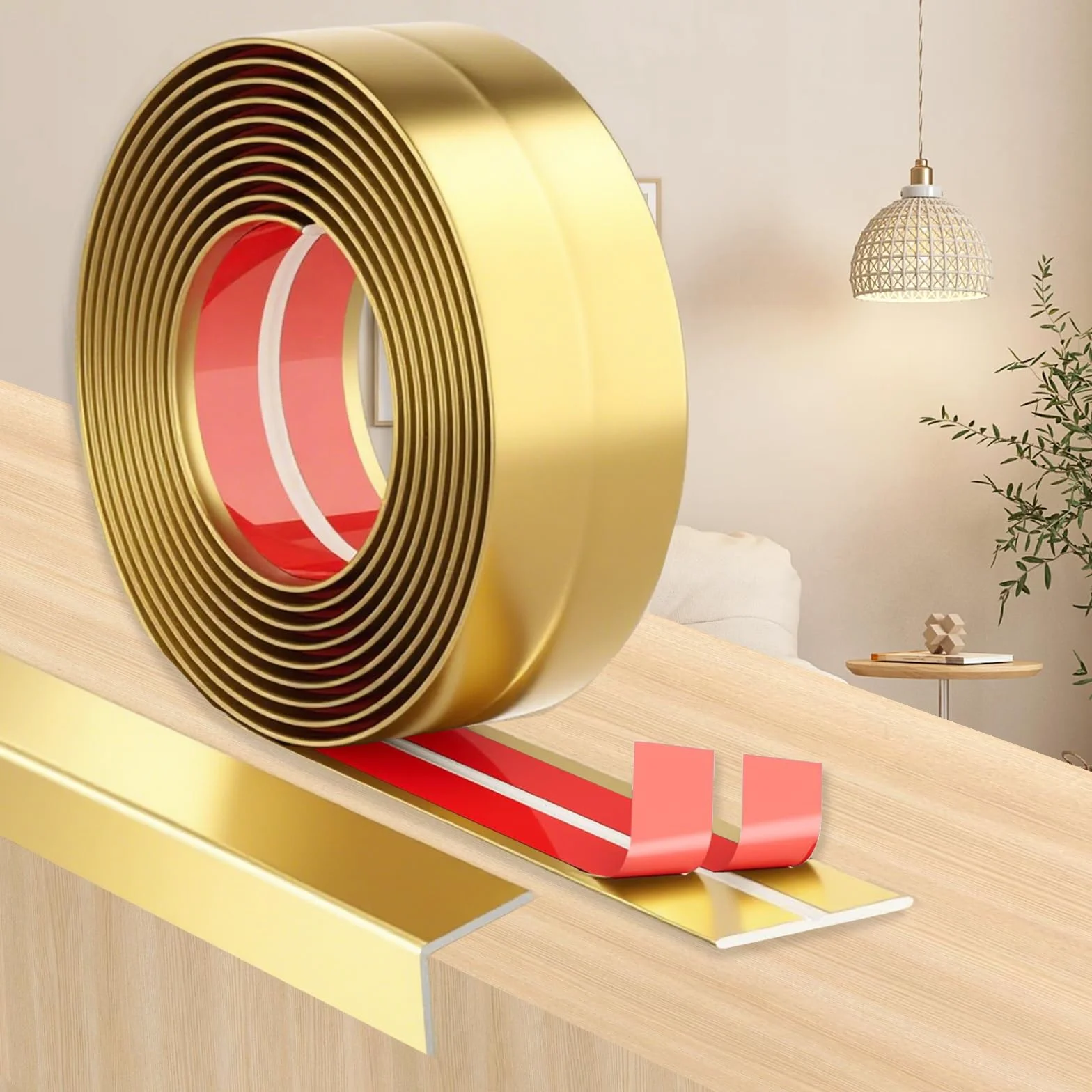 Molduras de Pared Autoadhesivas Flexible Decorativas Pared, Protector Esquinas Pared para Protección de Esquinas y Techos (Oro, 2cm x 4m)
