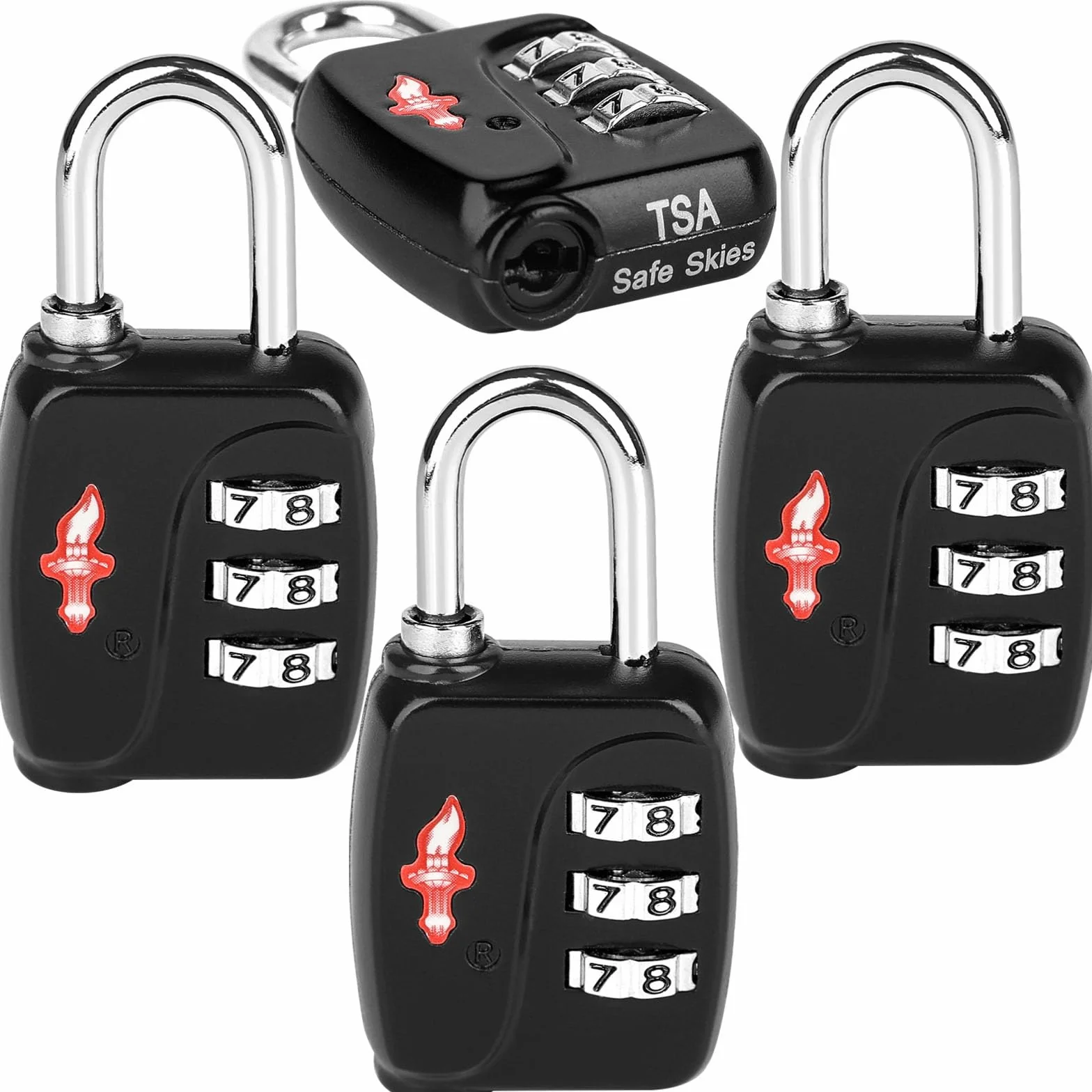 Paquete de 4 candados de combinación aprobados por la TSA