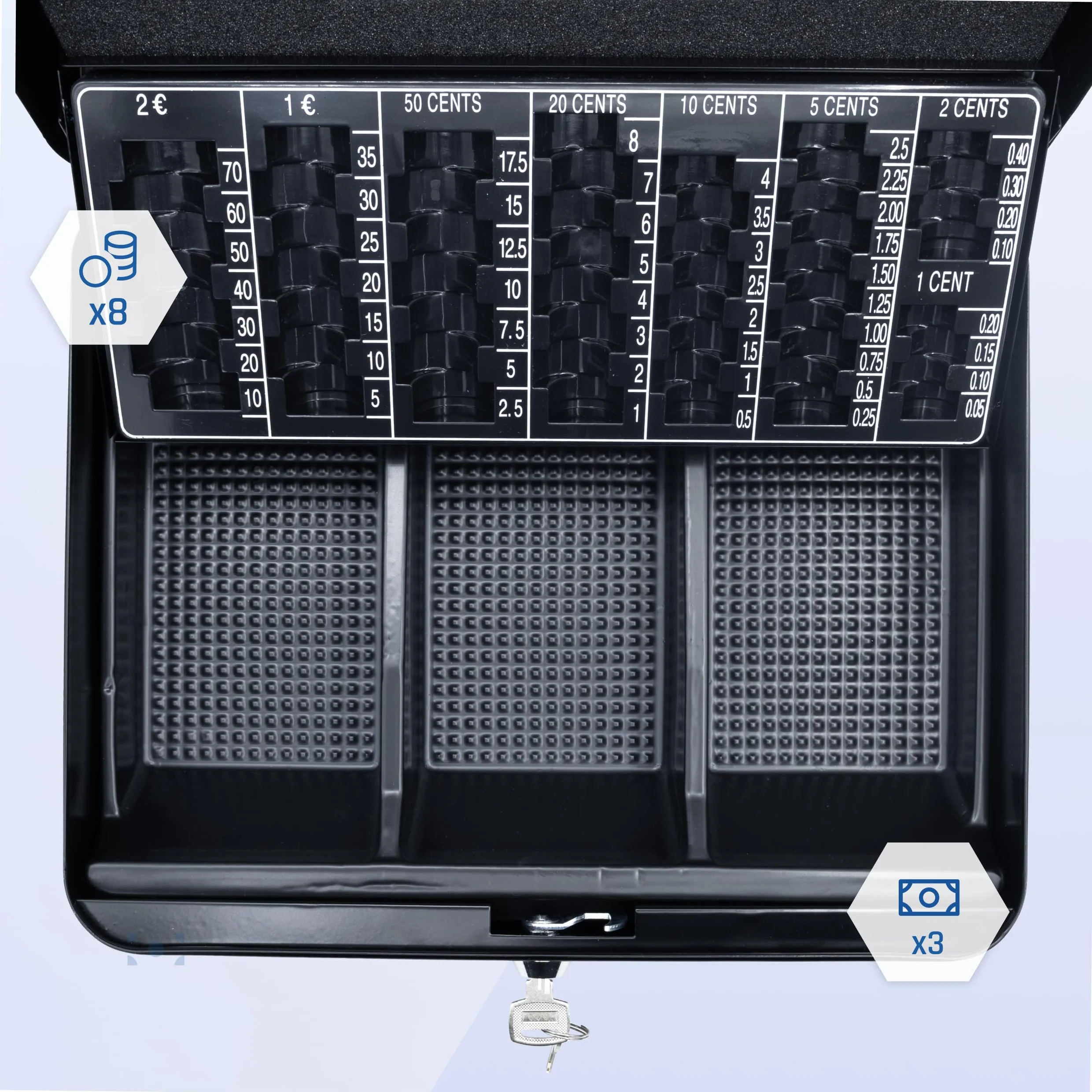 iggual Caja de Efectivo con 2 Llaves, Bandeja Organizador, Negro
