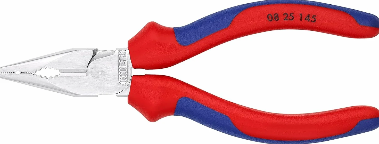 KNIPEX Alicate universal en punta con cartulinas autoservicio cromado con mangos confort 145 mm, 08 25 145 SB